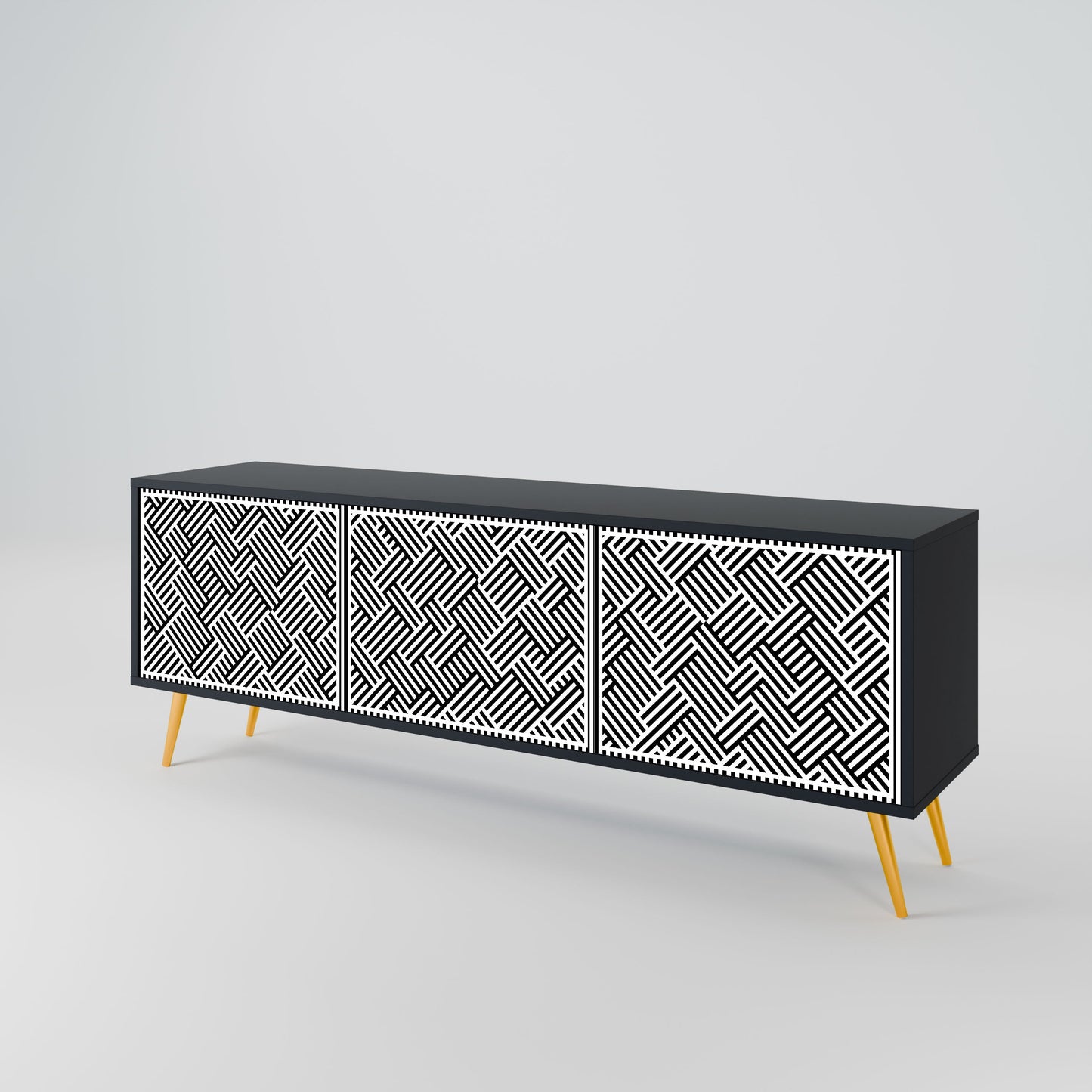 TEMPORARY SEQUENCE 3-Door TV Stand in Black Finish