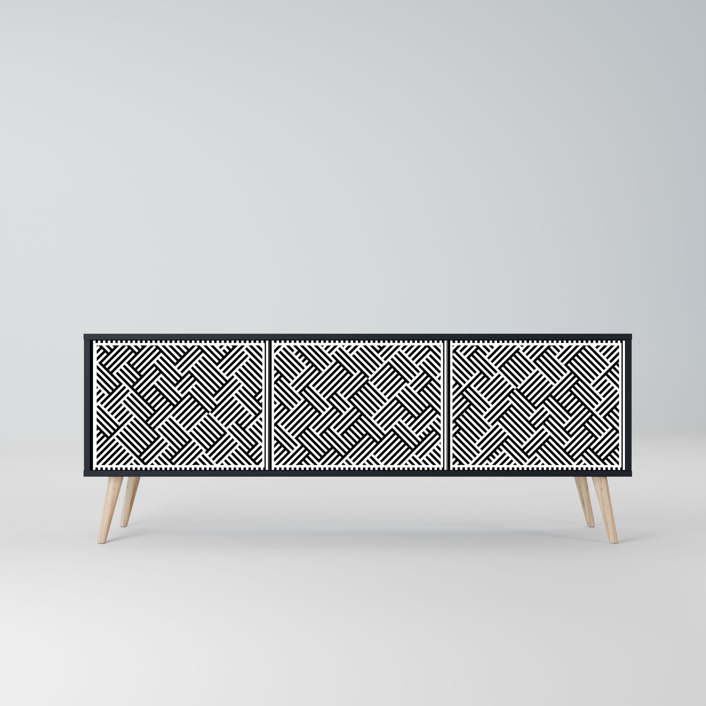 TEMPORARY SEQUENCE 3-Door TV Stand in Black Finish