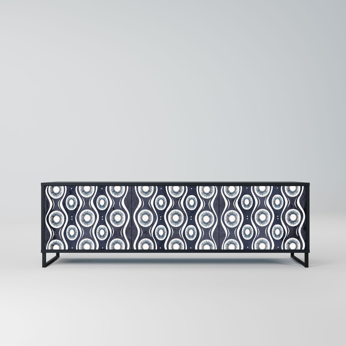 GRAPHITE EYES 3-Door TV Stand in Black Finish