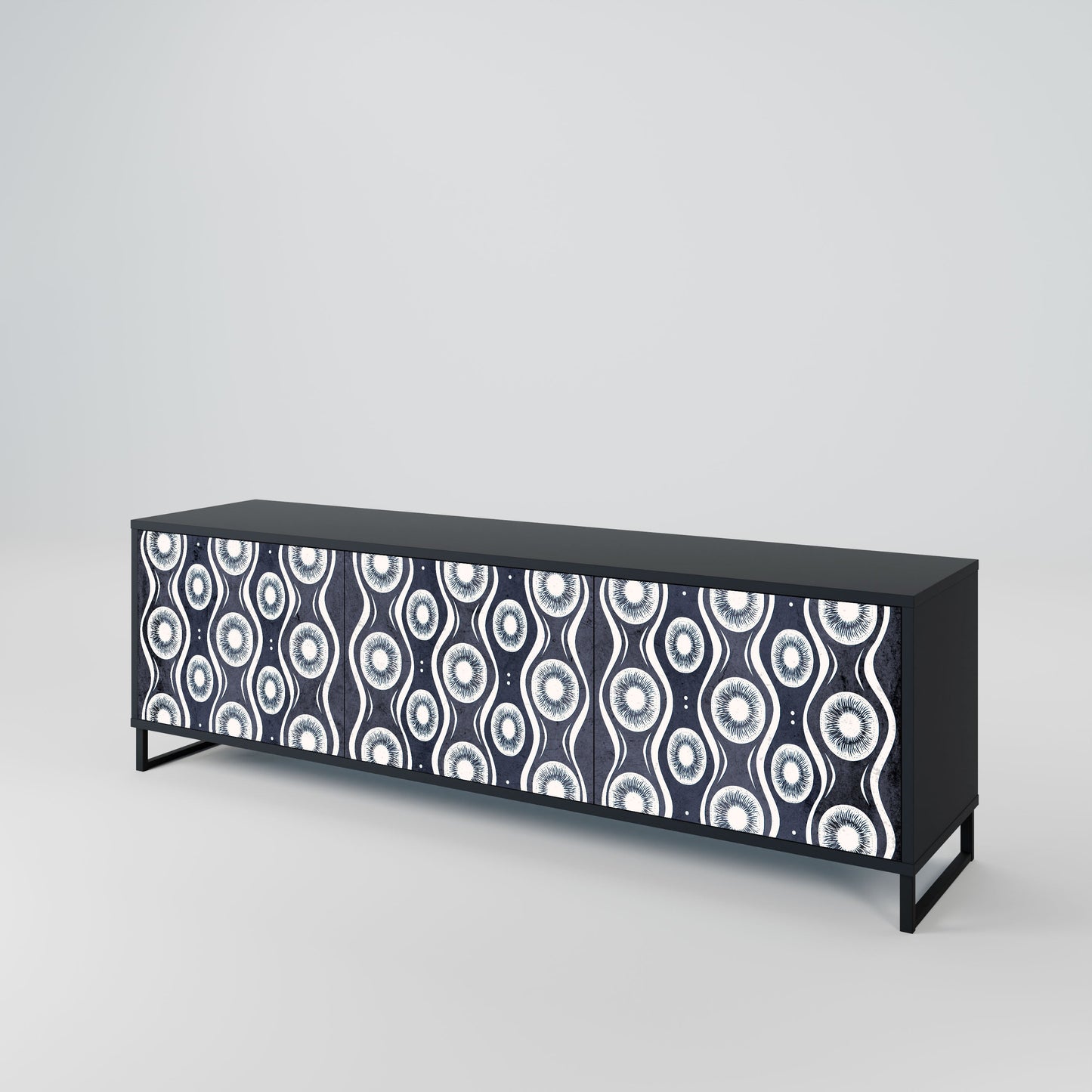 GRAPHITE EYES 3-Door TV Stand in Black Finish