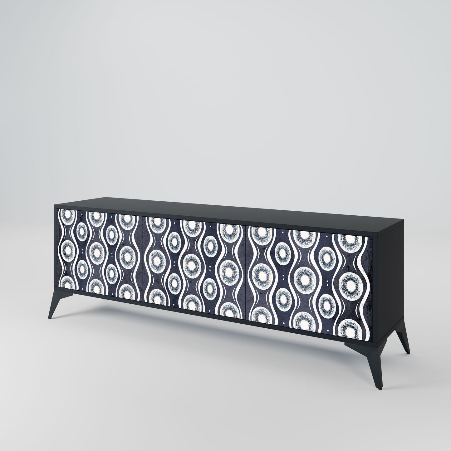 GRAPHITE EYES 3-Door TV Stand in Black Finish
