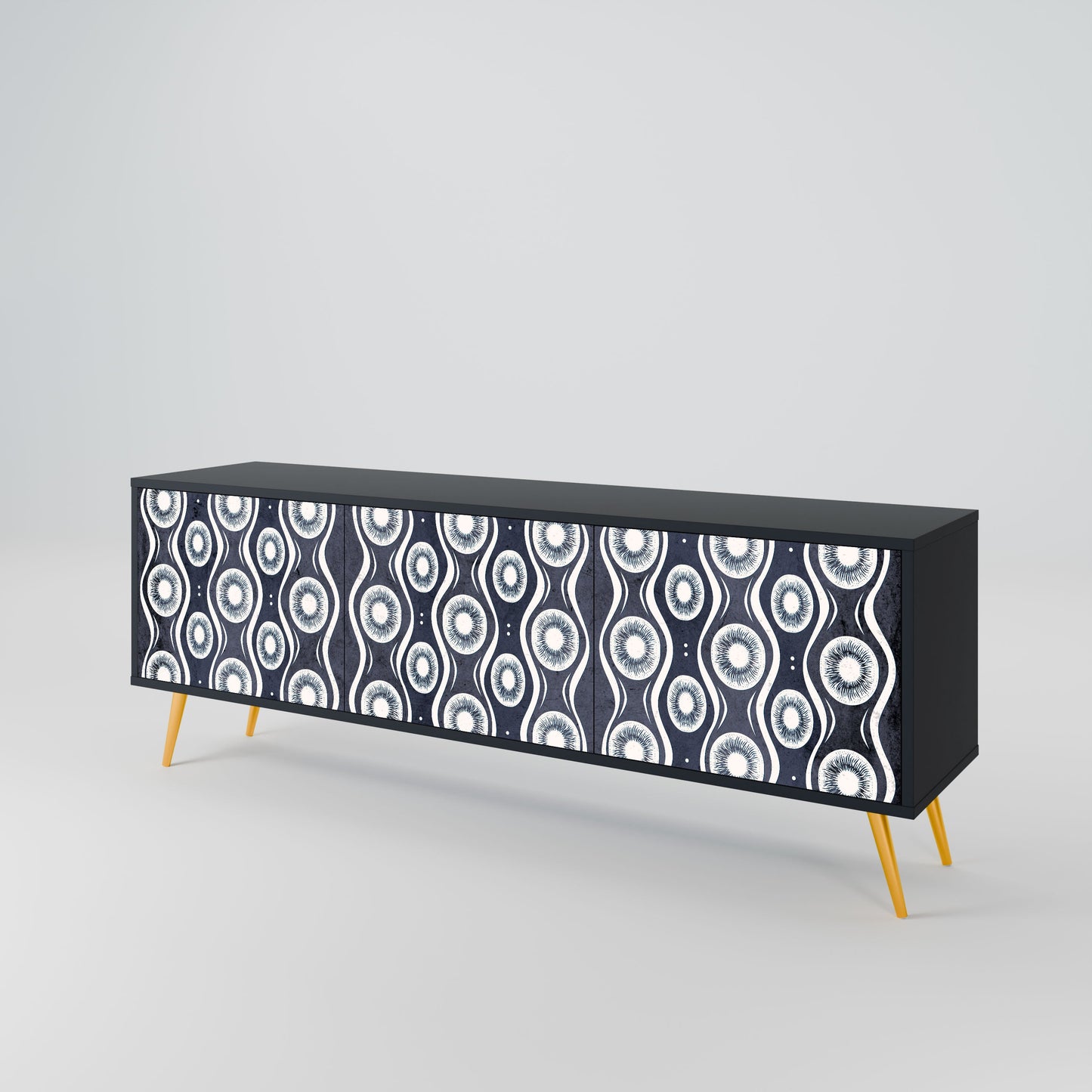 GRAPHITE EYES 3-Door TV Stand in Black Finish