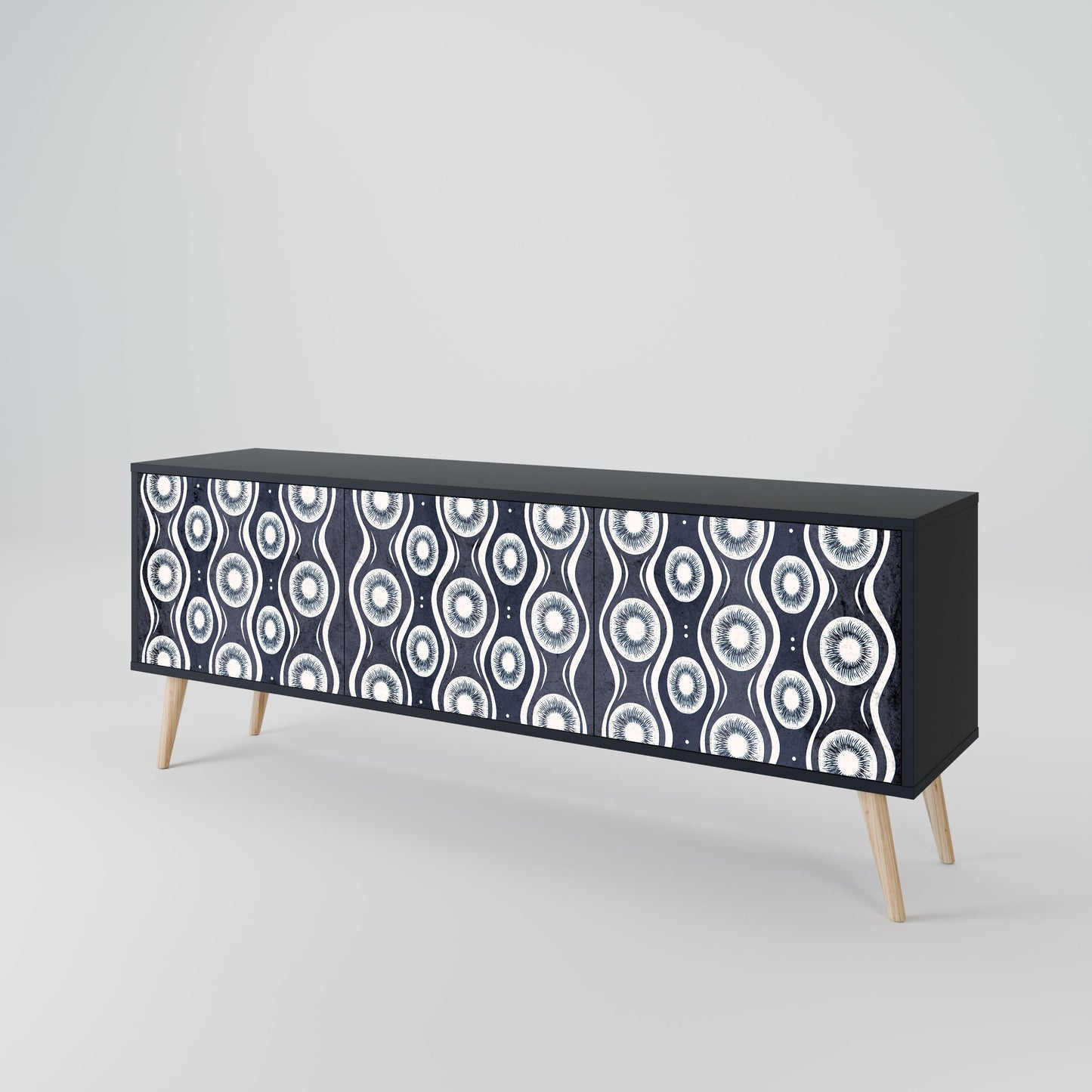 GRAPHITE EYES 3-Door TV Stand in Black Finish