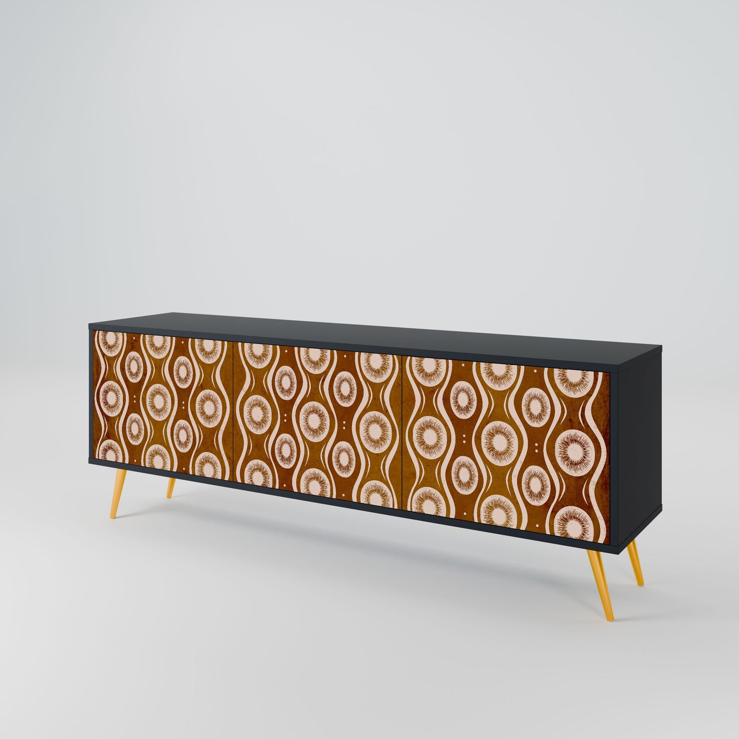 BROWN EYES 3-Door TV Stand in Black Finish