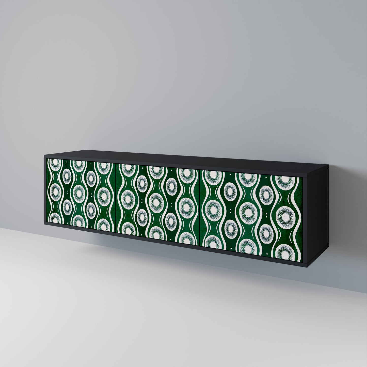 GREEN EYES 3-Door TV Stand in Black Finish