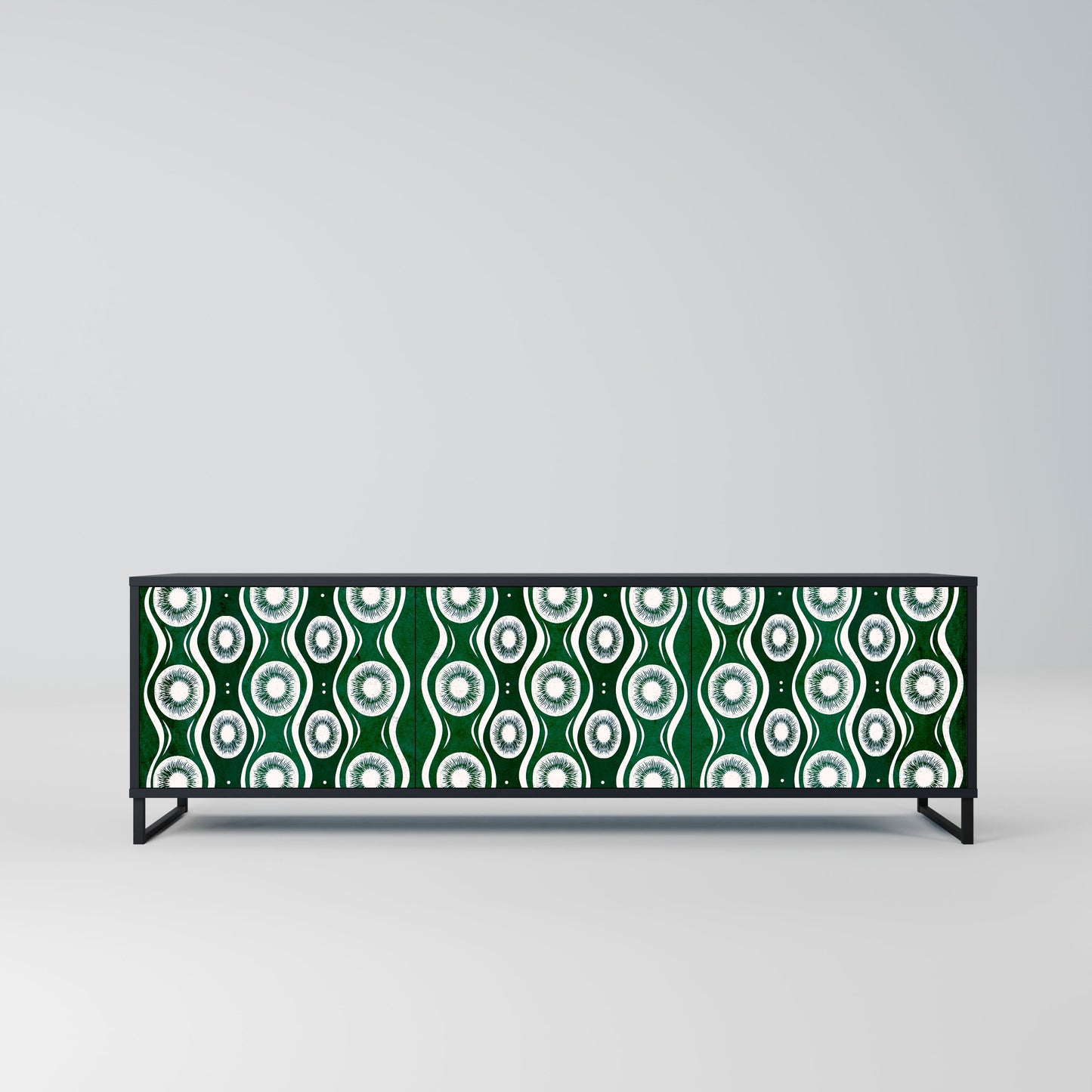 GREEN EYES 3-Door TV Stand in Black Finish