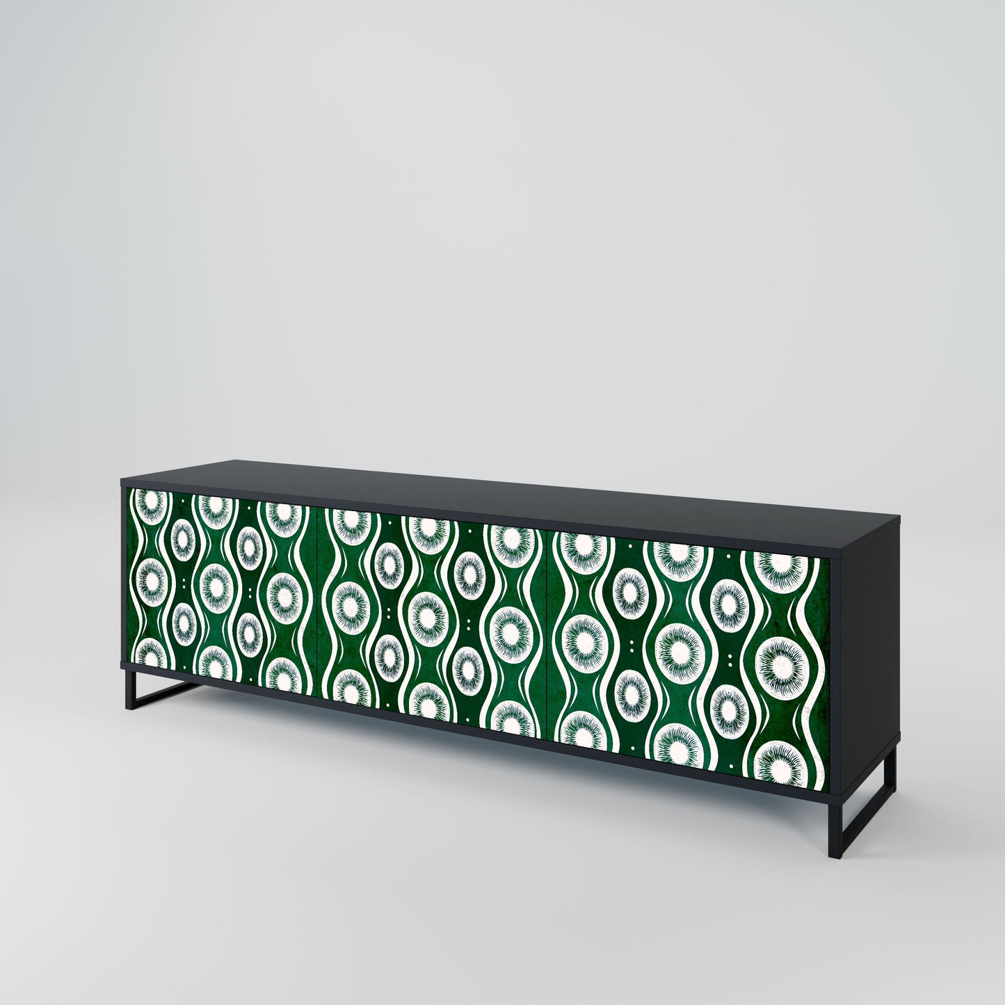 GREEN EYES 3-Door TV Stand in Black Finish