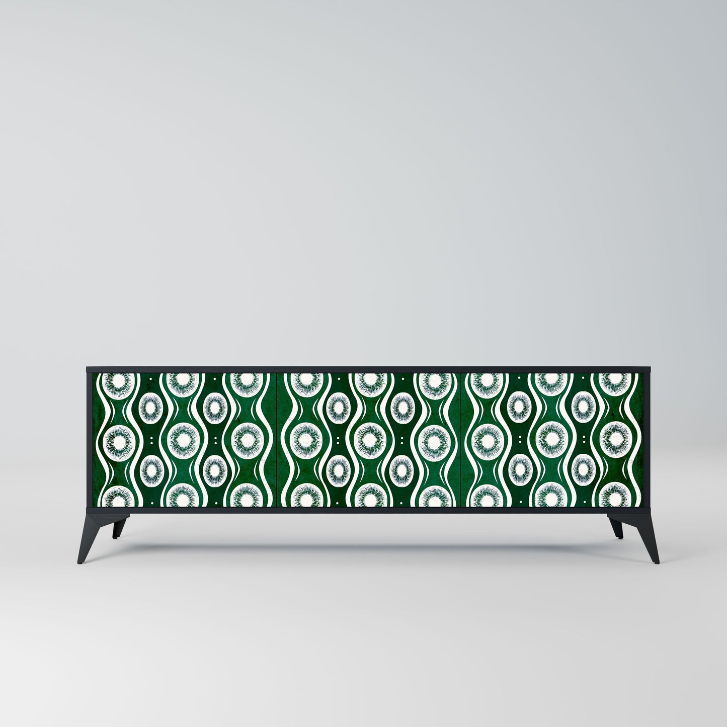 GREEN EYES 3-Door TV Stand in Black Finish