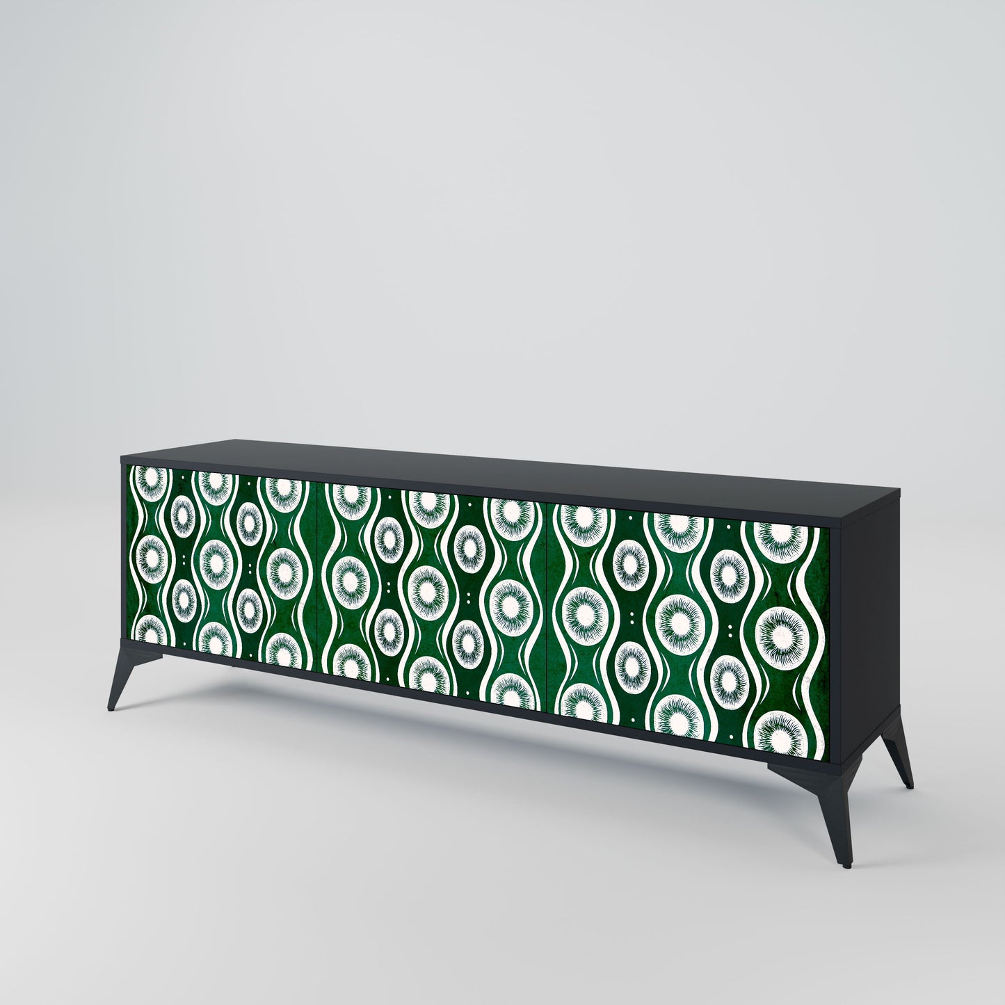 GREEN EYES 3-Door TV Stand in Black Finish