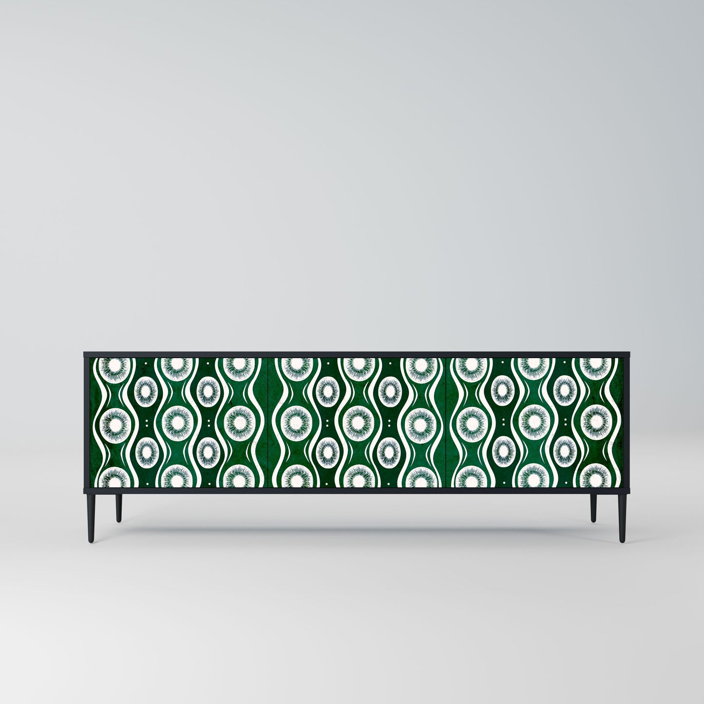 GREEN EYES 3-Door TV Stand in Black Finish