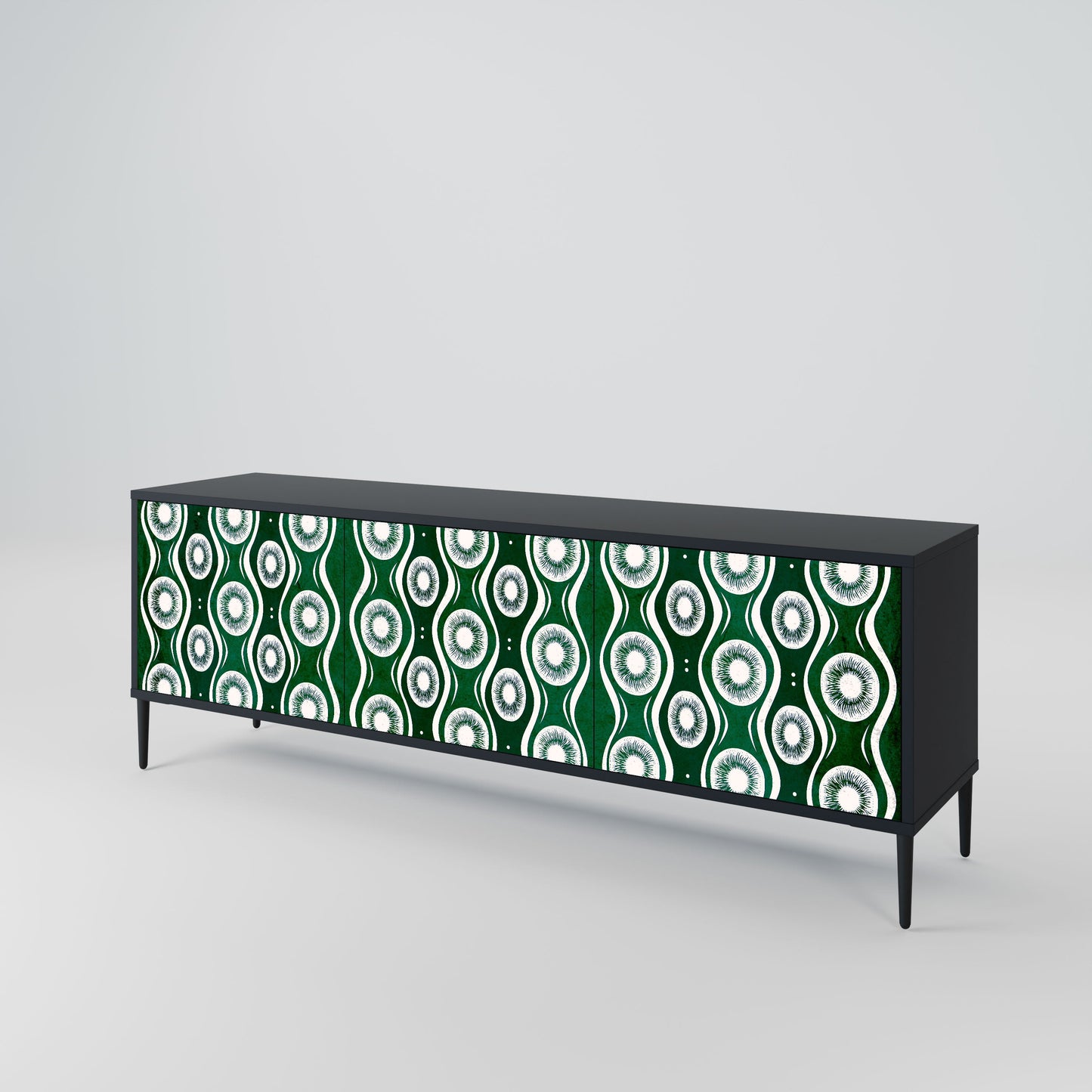 GREEN EYES 3-Door TV Stand in Black Finish