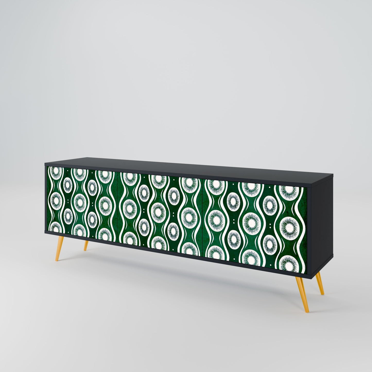 GREEN EYES 3-Door TV Stand in Black Finish