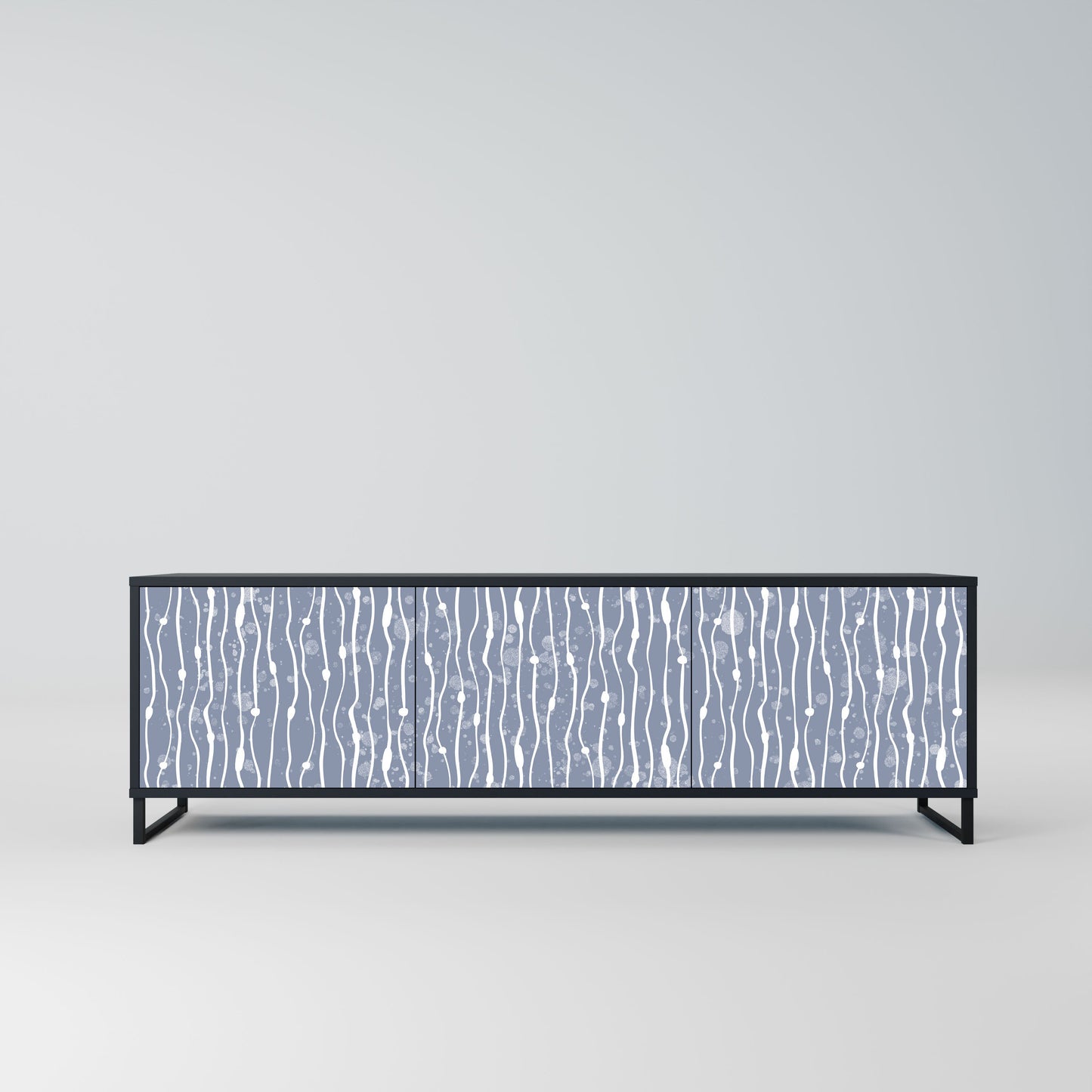 GRAPHITE RAIN 3-Door TV Stand in Black Finish