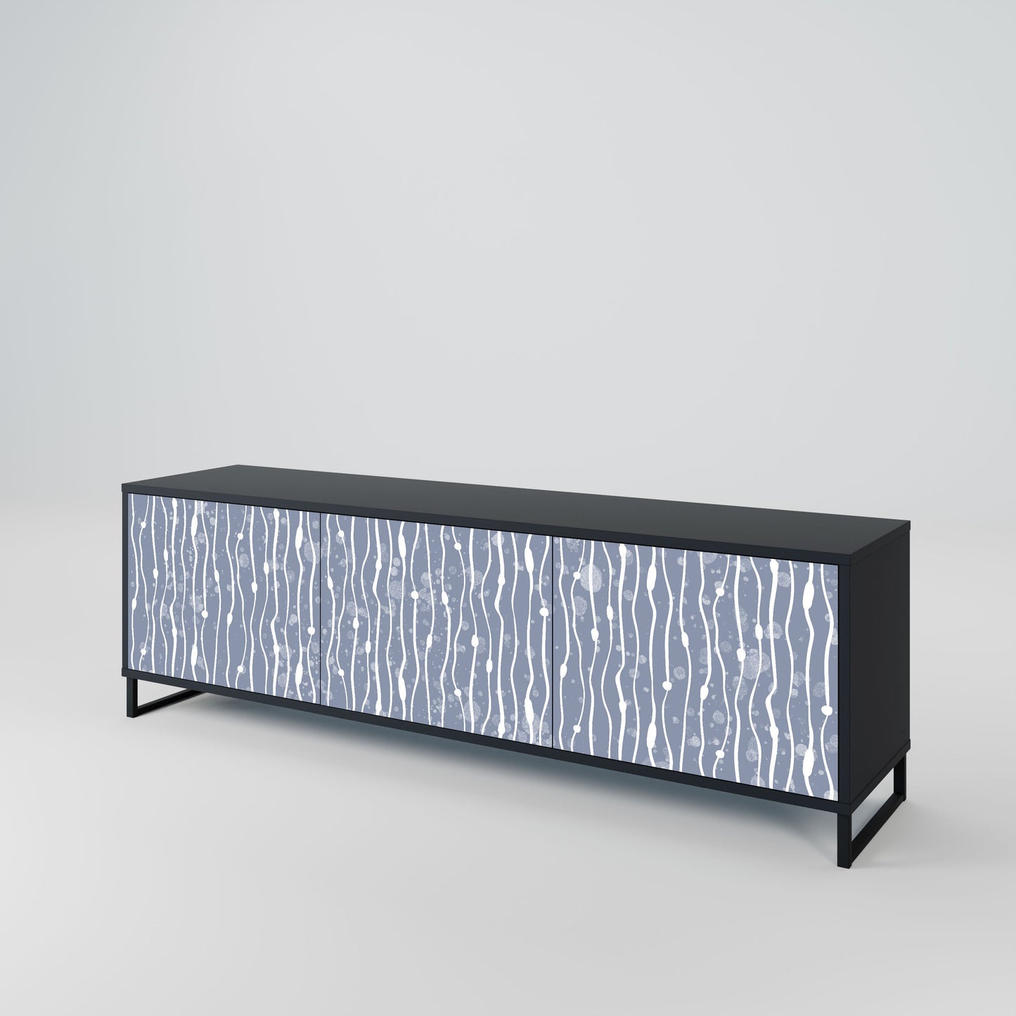 GRAPHITE RAIN 3-Door TV Stand in Black Finish