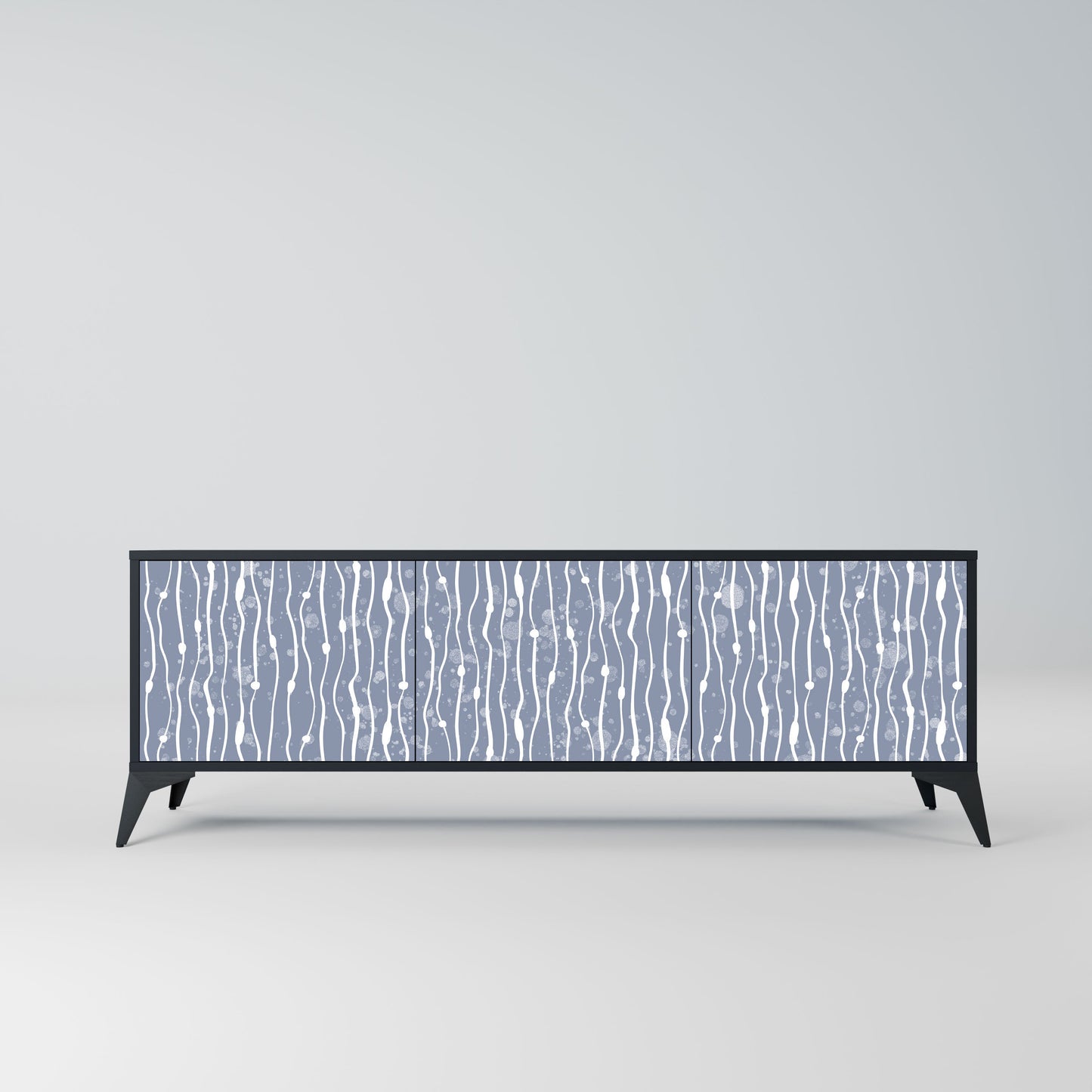 GRAPHITE RAIN 3-Door TV Stand in Black Finish