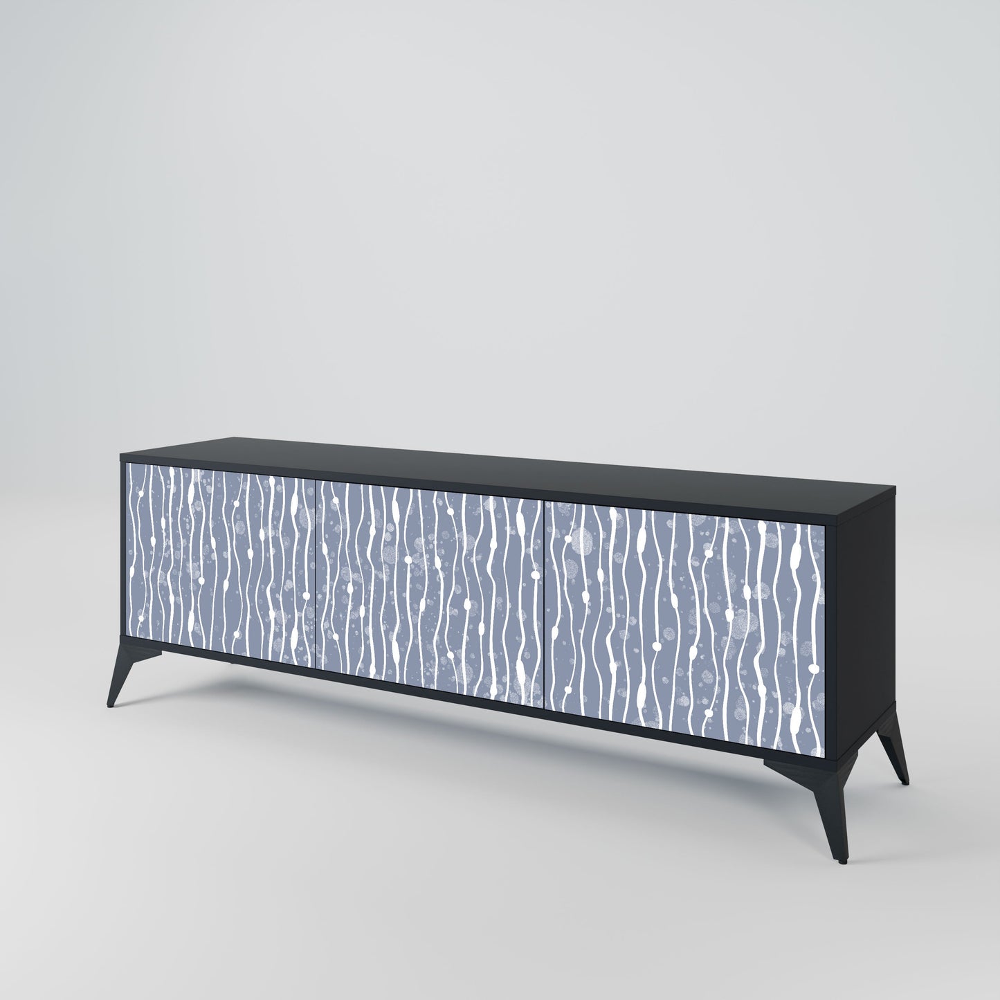 GRAPHITE RAIN 3-Door TV Stand in Black Finish