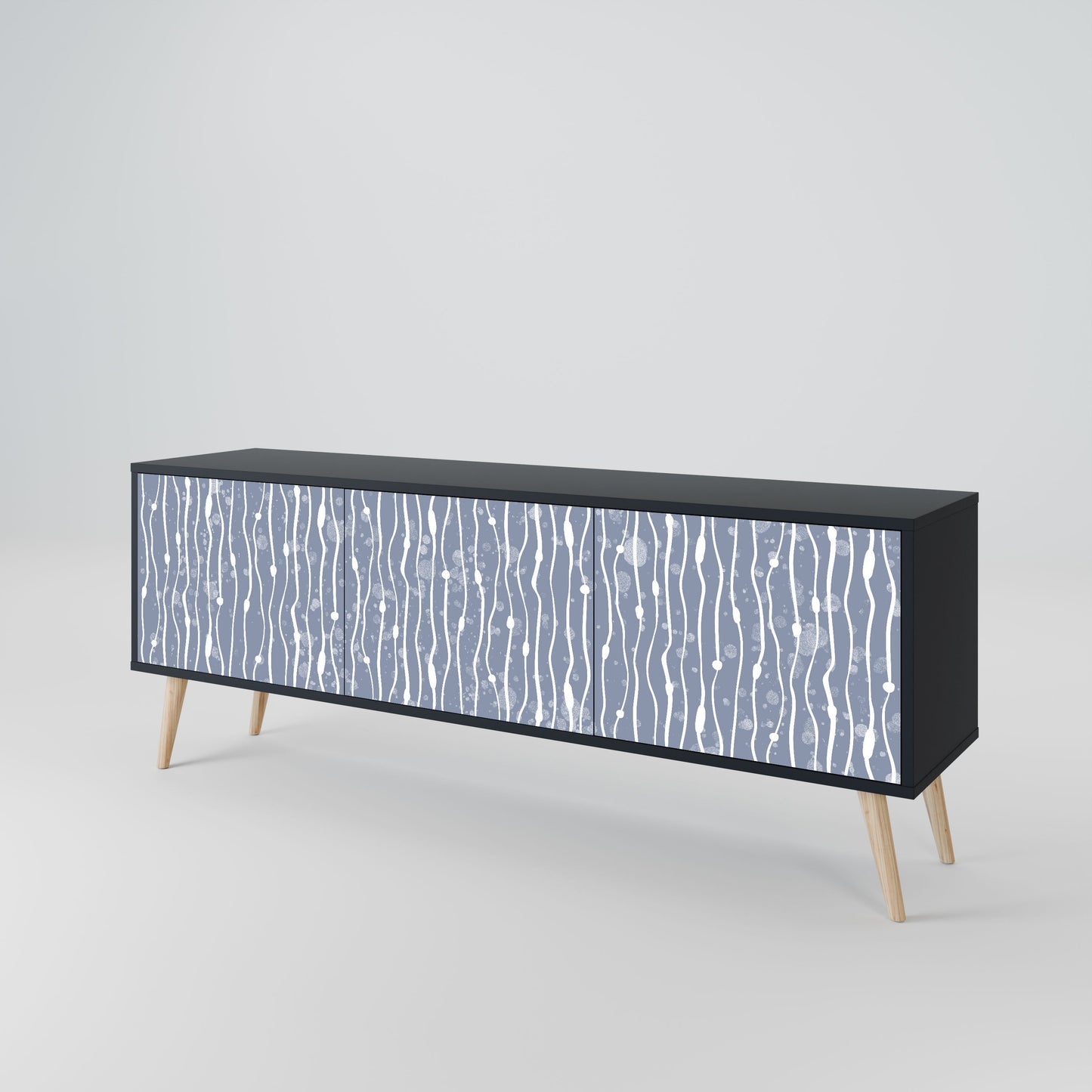 GRAPHITE RAIN 3-Door TV Stand in Black Finish