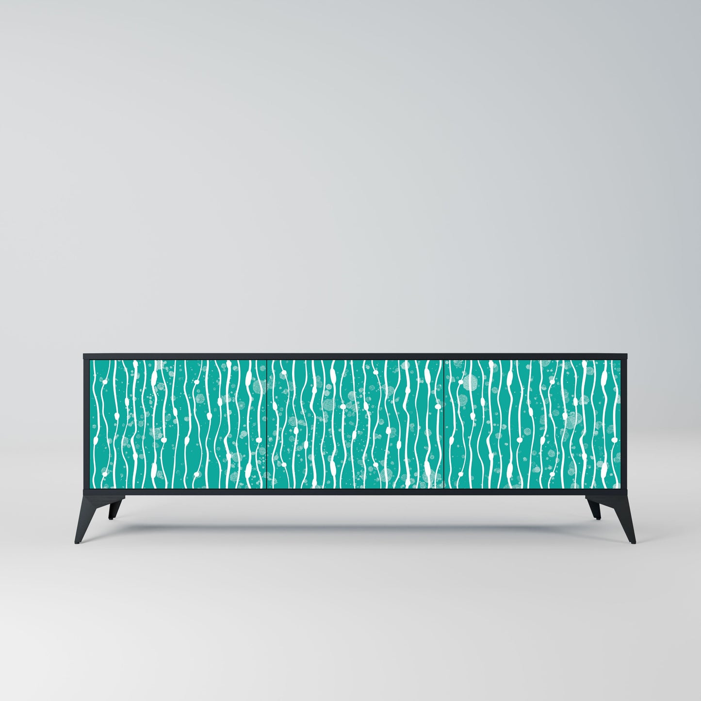 Mobile TV TURQUOISE RAIN a 3 ante con finitura nera