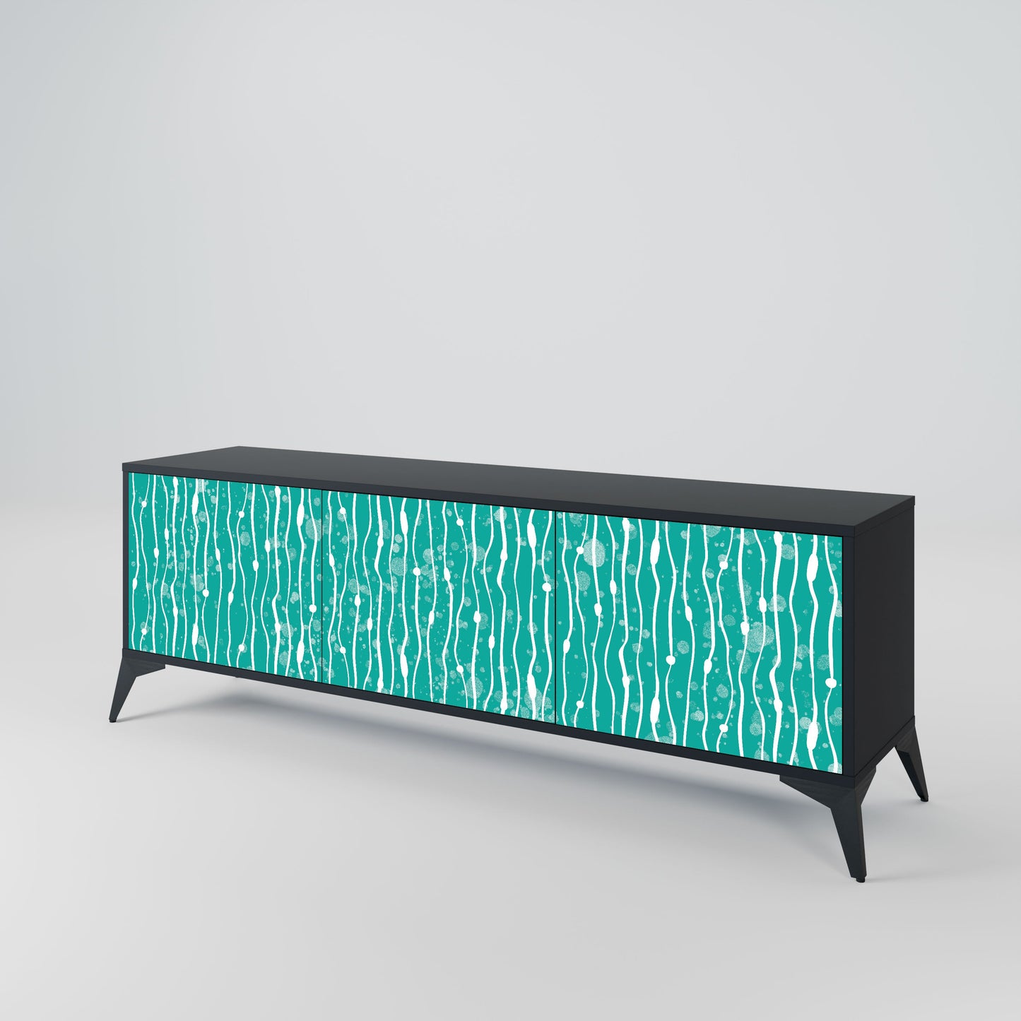 Mobile TV TURQUOISE RAIN a 3 ante con finitura nera