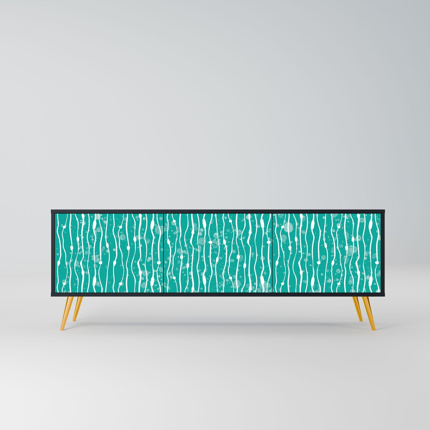 Mobile TV TURQUOISE RAIN a 3 ante con finitura nera