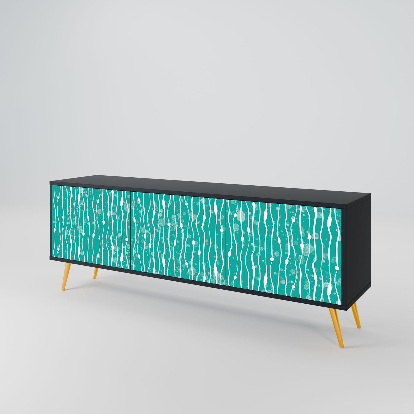 Mobile TV TURQUOISE RAIN a 3 ante con finitura nera