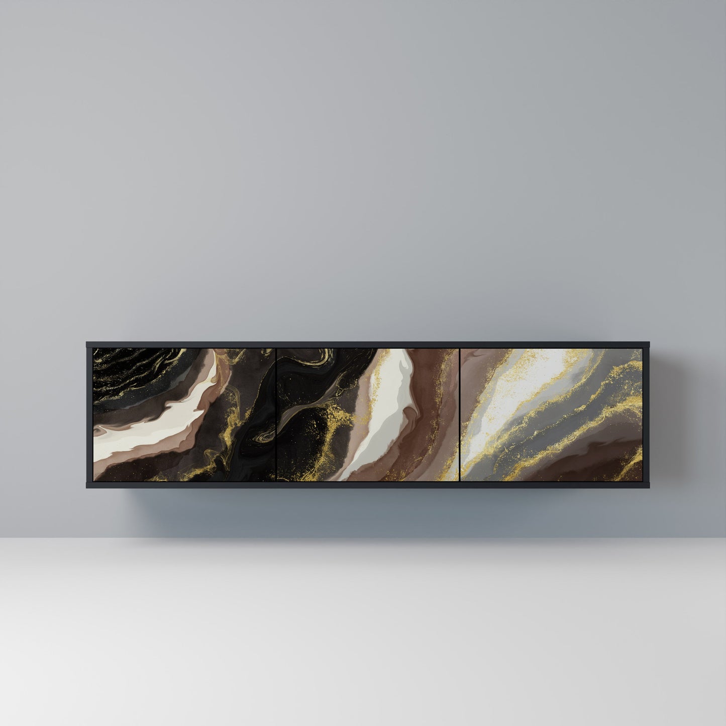 Mobile TV GOLD DUST a 3 ante con finitura nera