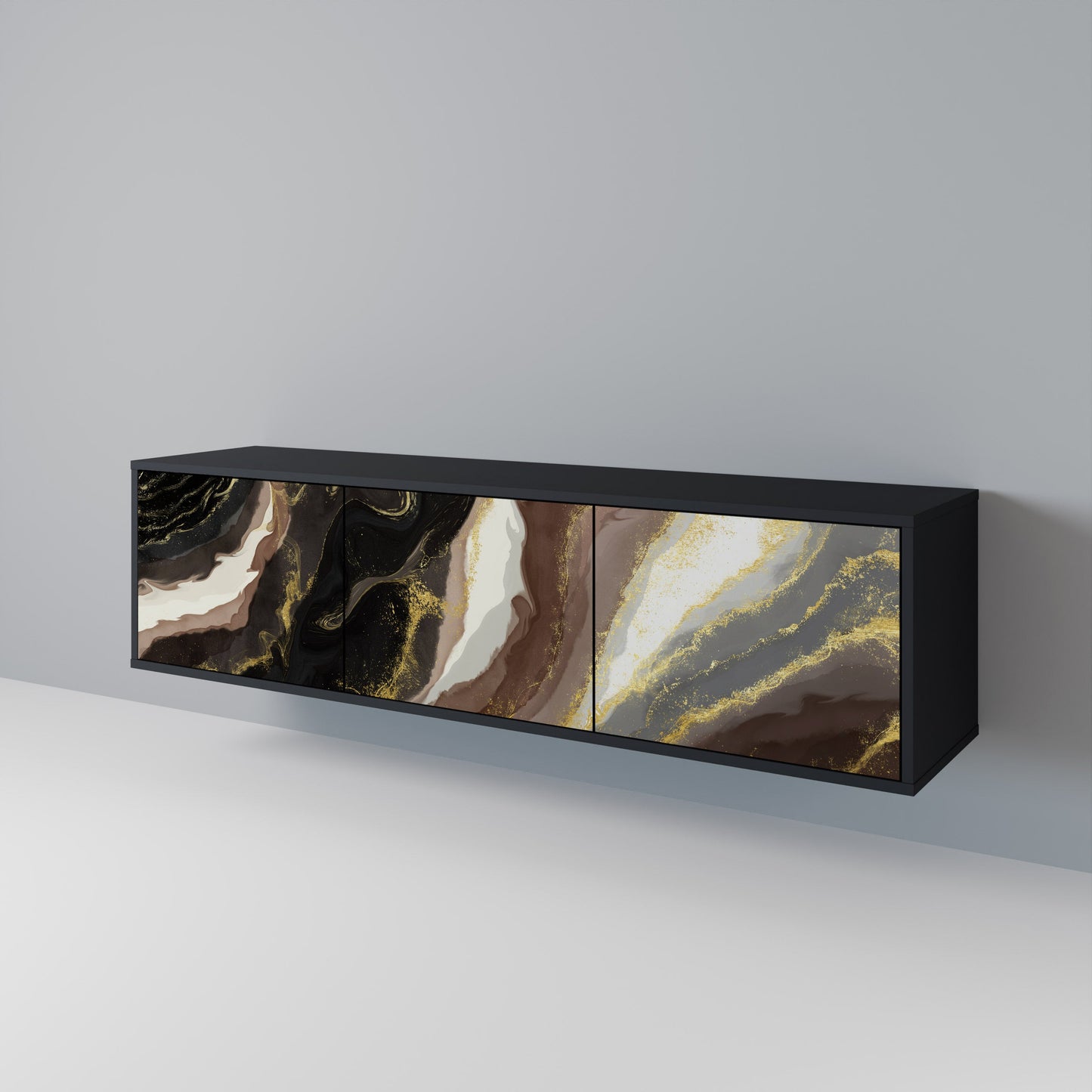 Mobile TV GOLD DUST a 3 ante con finitura nera