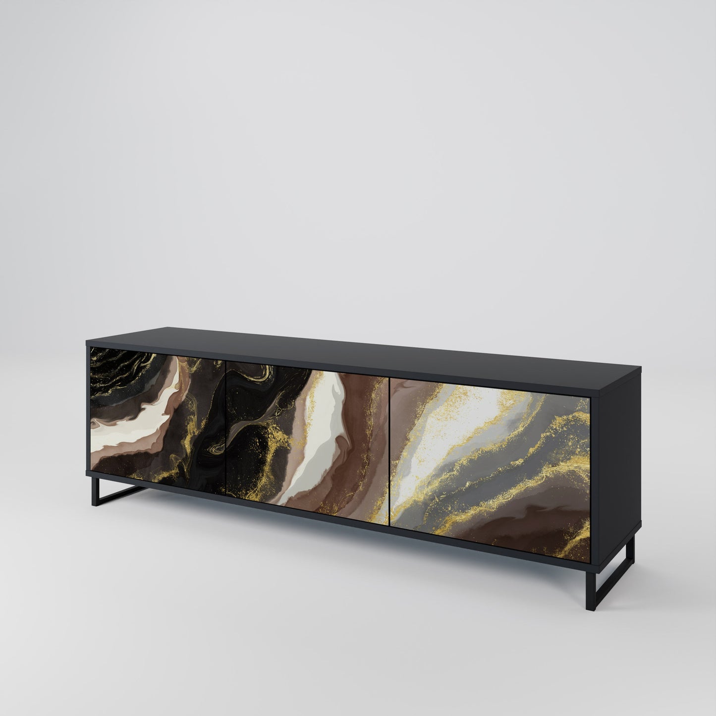 Mobile TV GOLD DUST a 3 ante con finitura nera