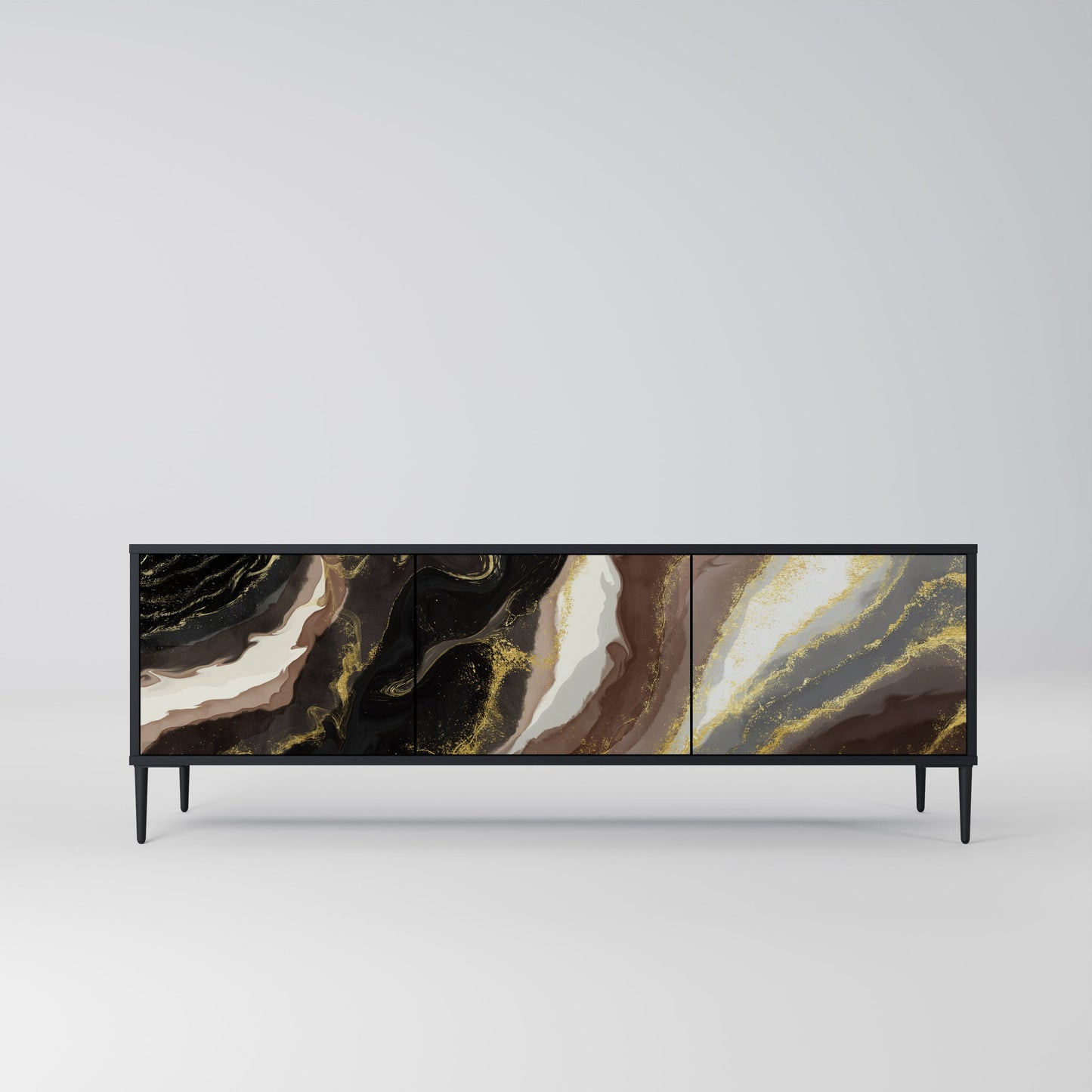 Mobile TV GOLD DUST a 3 ante con finitura nera