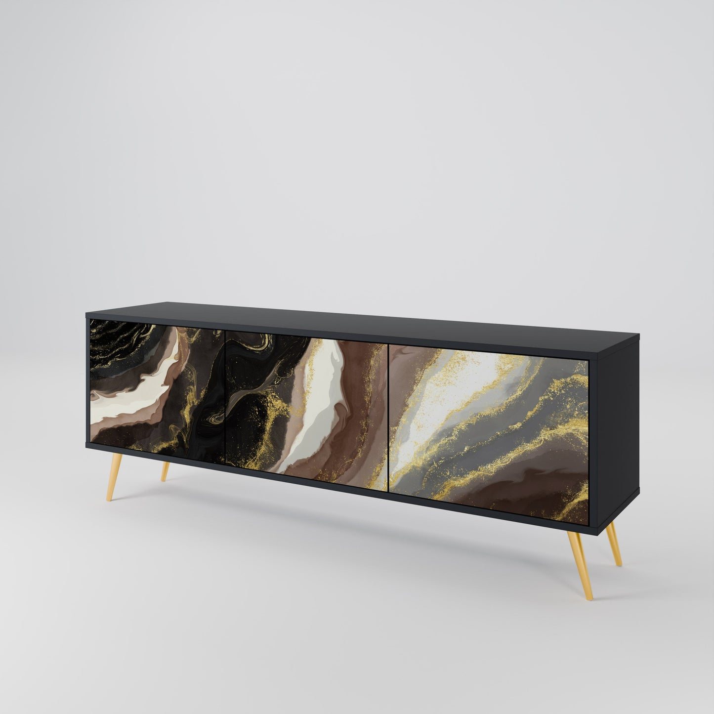 Mobile TV GOLD DUST a 3 ante con finitura nera