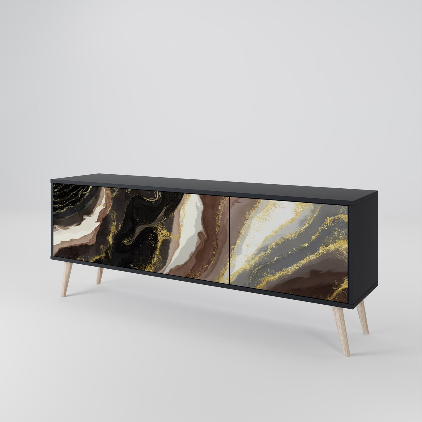 Mobile TV GOLD DUST a 3 ante con finitura nera