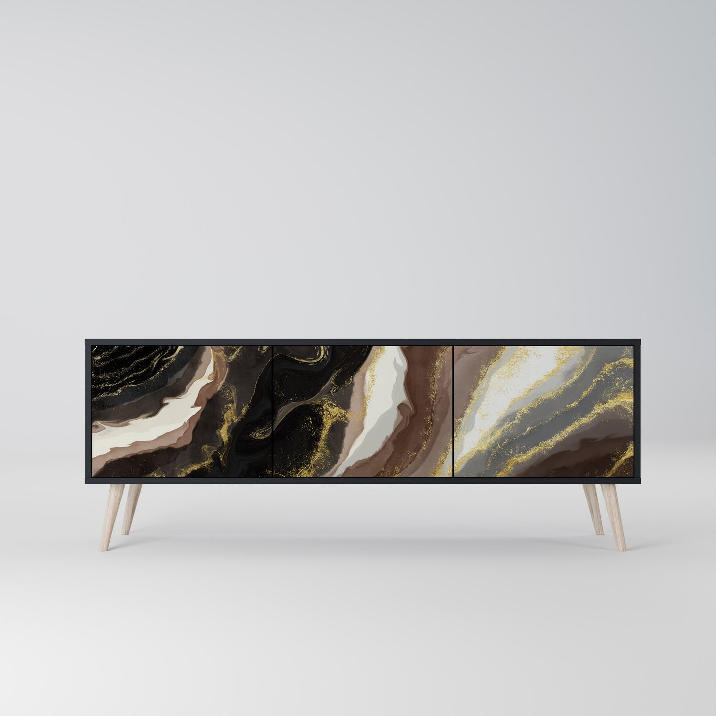 Mobile TV GOLD DUST a 3 ante con finitura nera