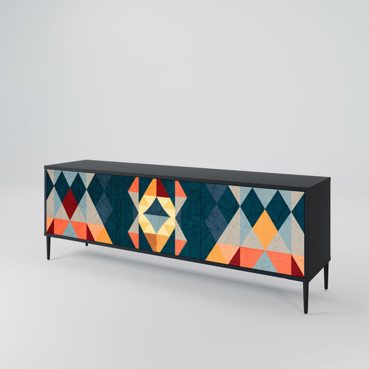 CRACKED ILLUSION 3-Door TV Stand in Black Finish