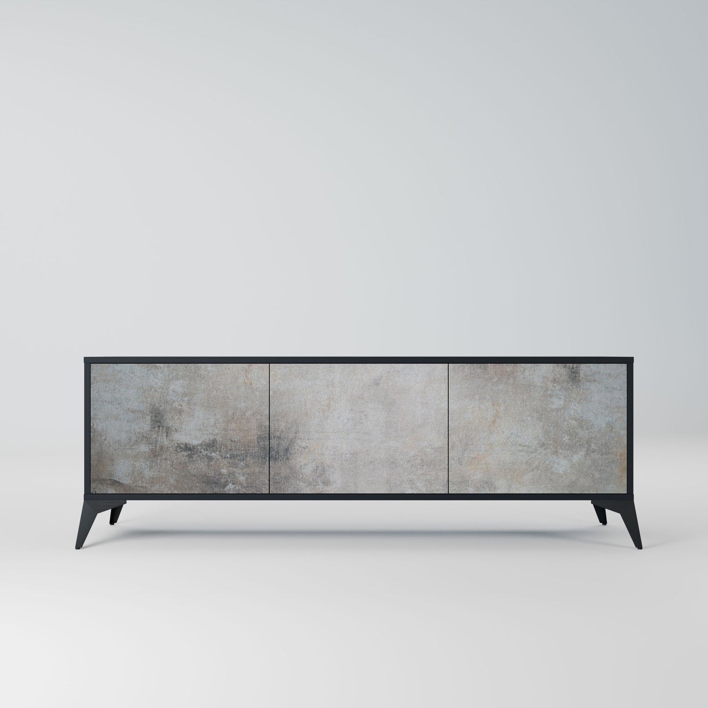 Mobile TV CONCRETE WALL a 3 ante in finitura nera