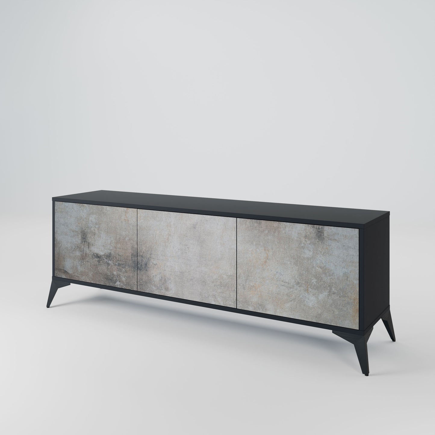 Mobile TV CONCRETE WALL a 3 ante in finitura nera