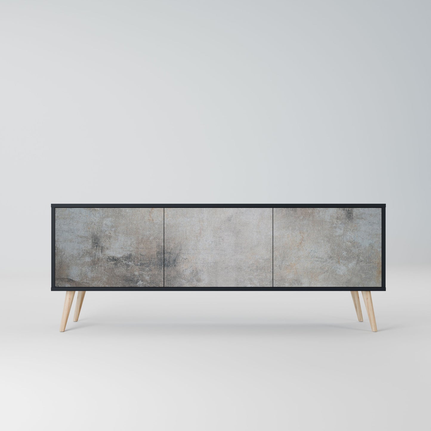 Mobile TV CONCRETE WALL a 3 ante in finitura nera