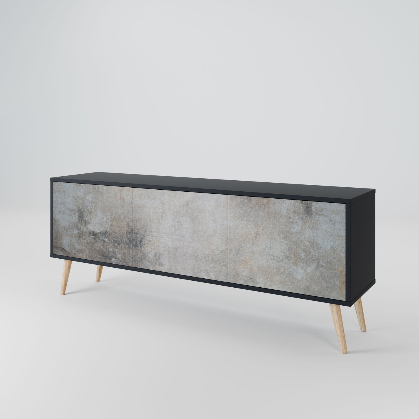 Mobile TV CONCRETE WALL a 3 ante in finitura nera
