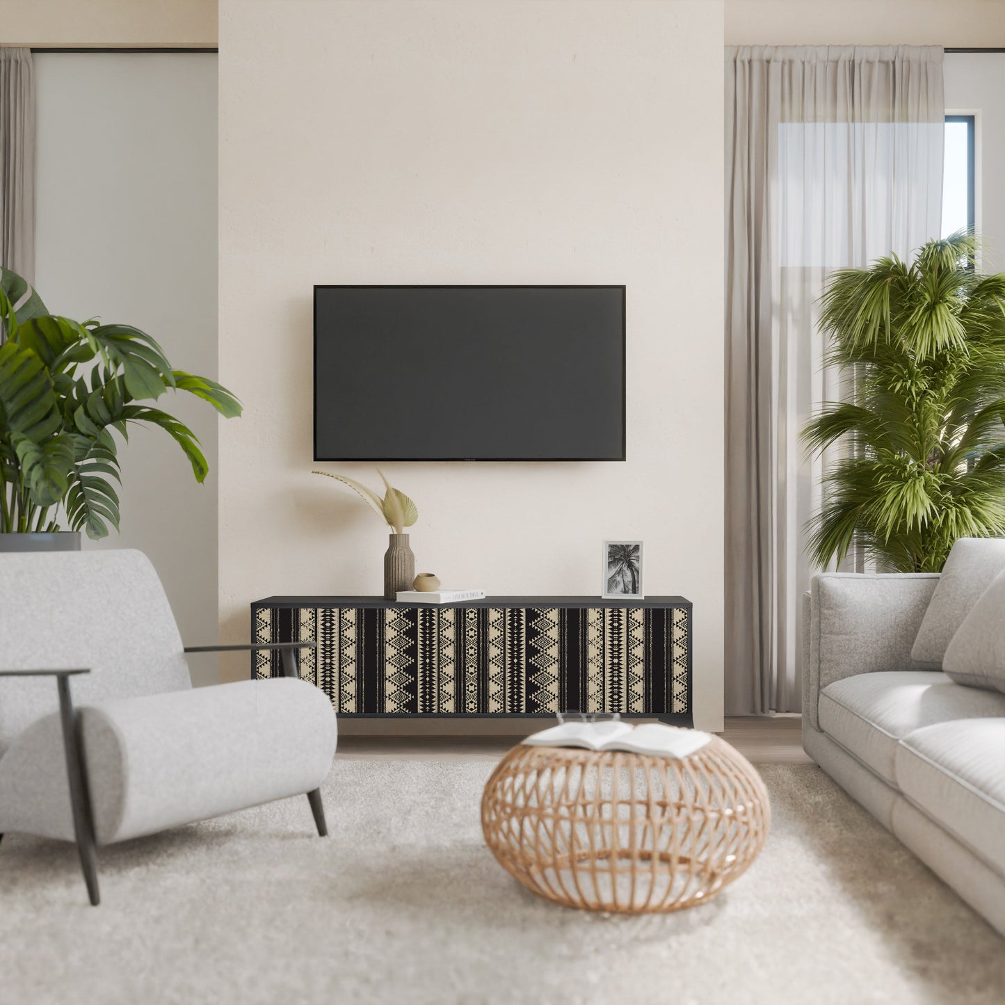 Mobile TV AZTEC a 3 ante in finitura nera