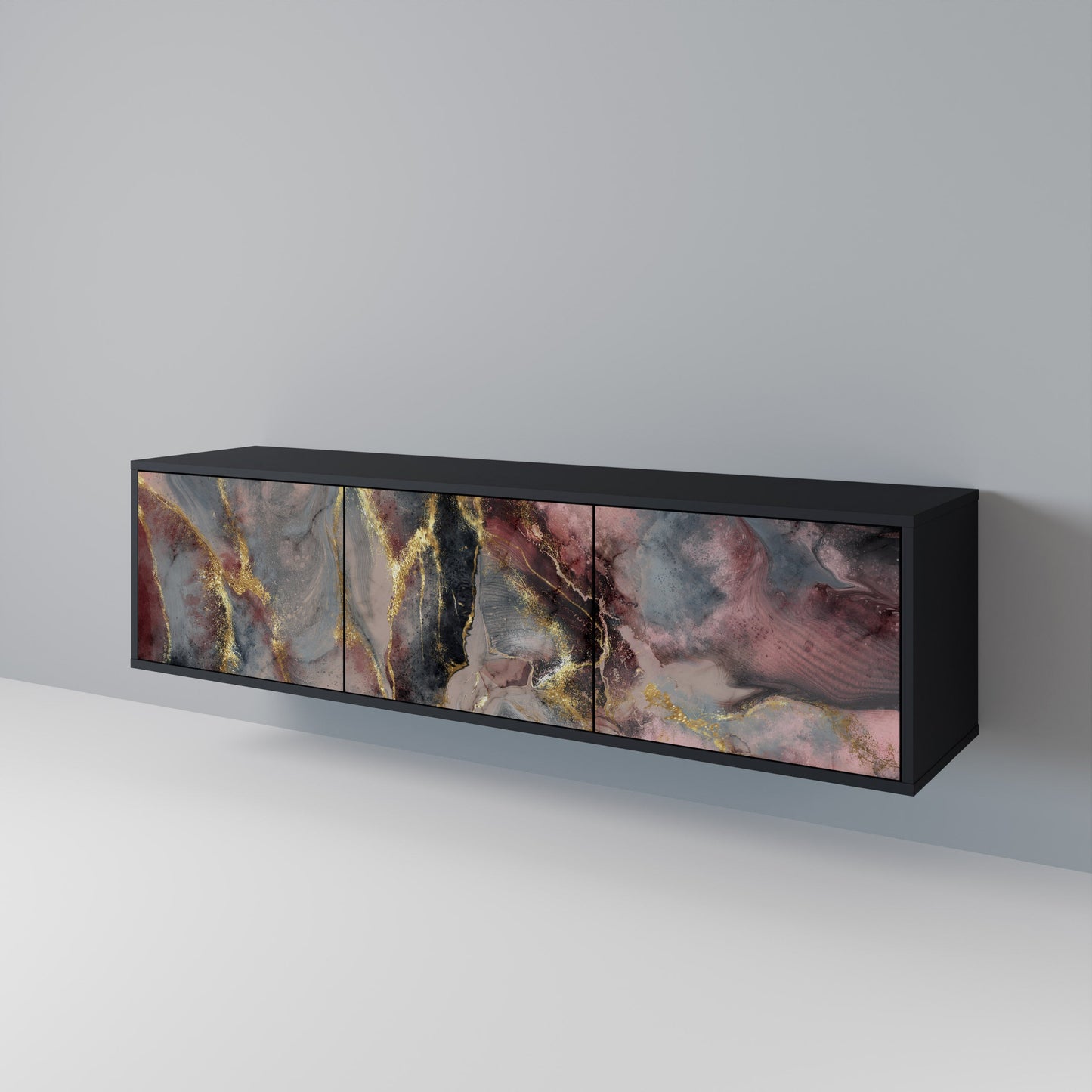 Mobile TV GOLDEN TIDES a 3 ante con finitura nera