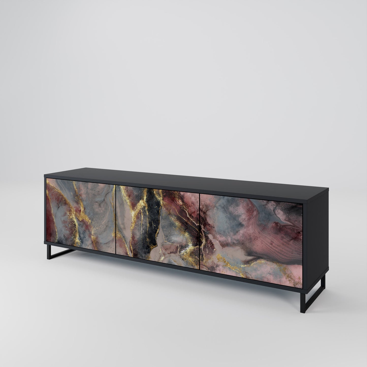 Mobile TV GOLDEN TIDES a 3 ante con finitura nera