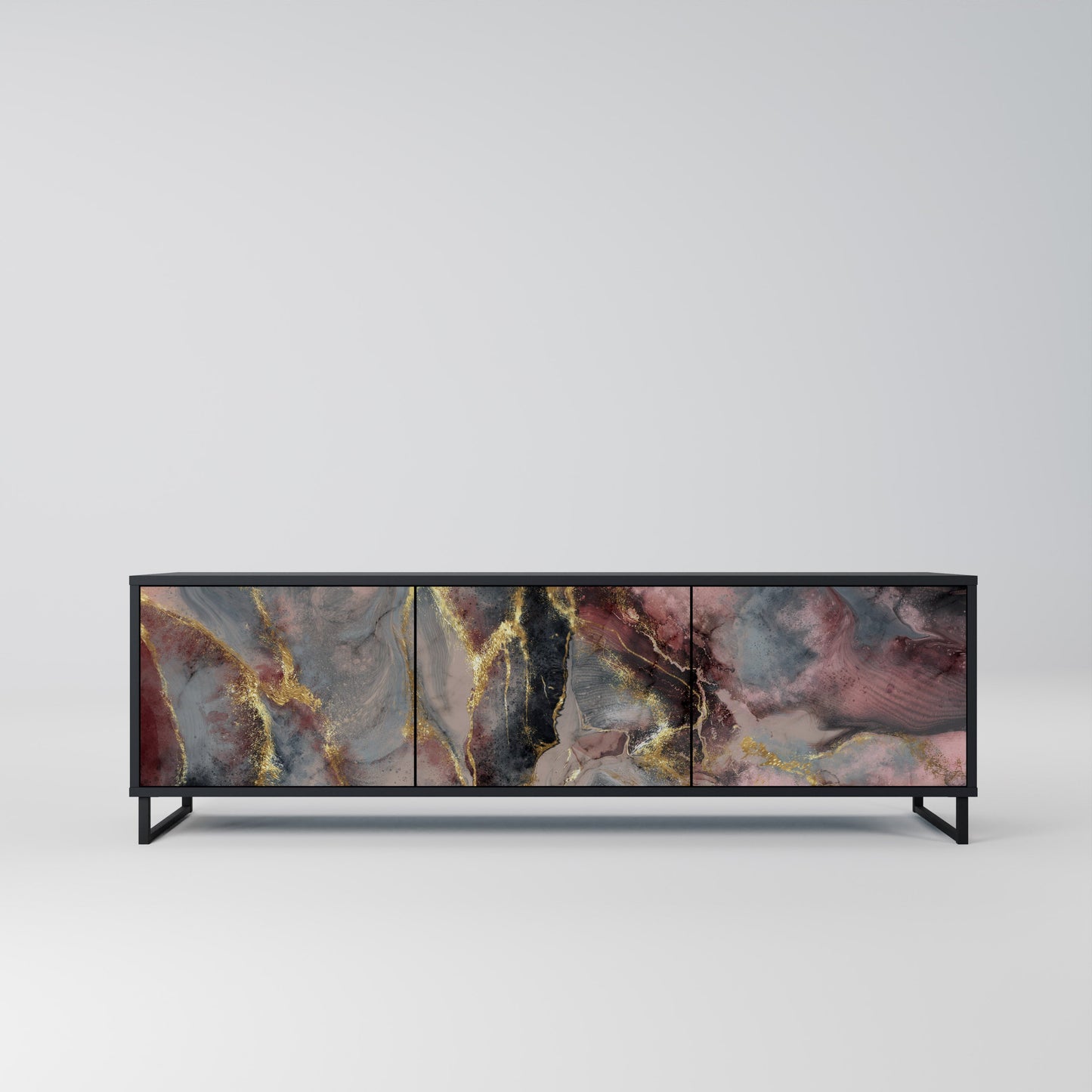 Mobile TV GOLDEN TIDES a 3 ante con finitura nera