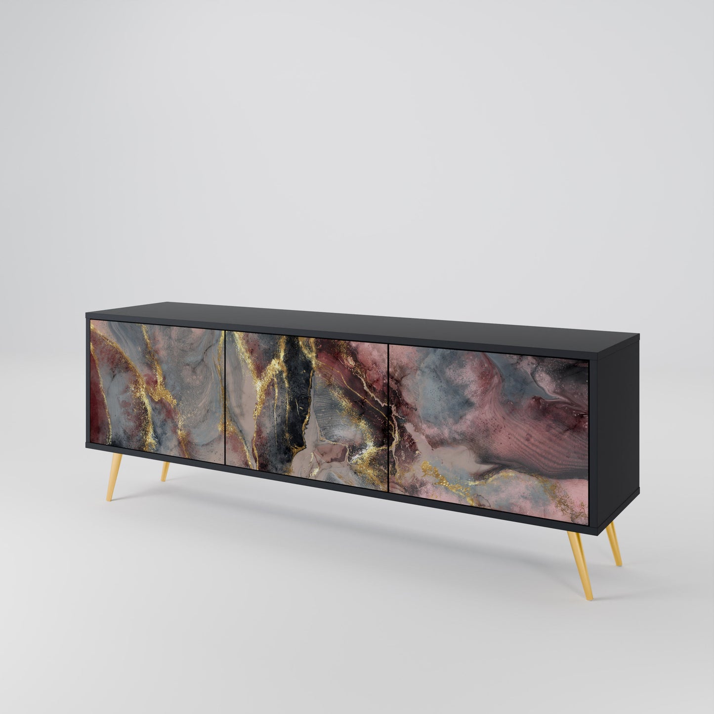 Mobile TV GOLDEN TIDES a 3 ante con finitura nera