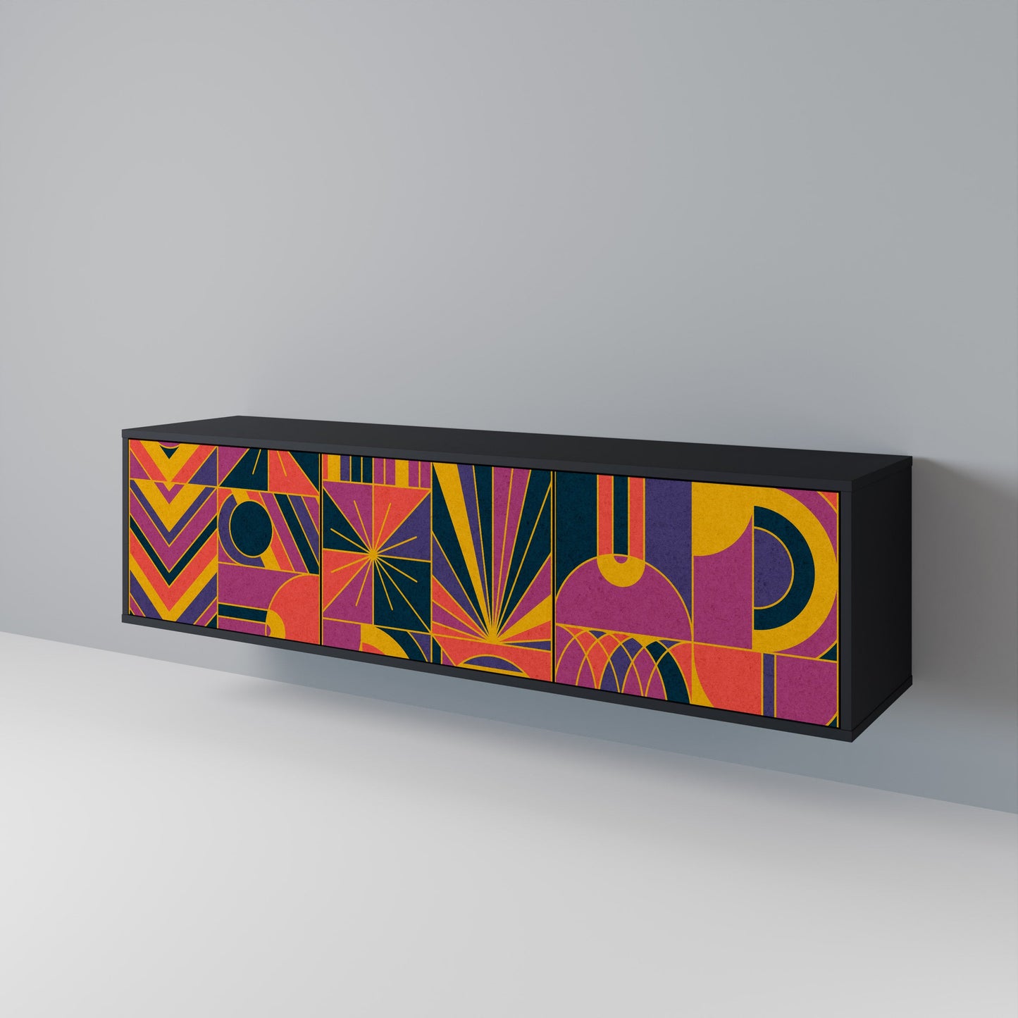 Mobile TV ELECTRIC PATTERNS a 3 ante con finitura nera
