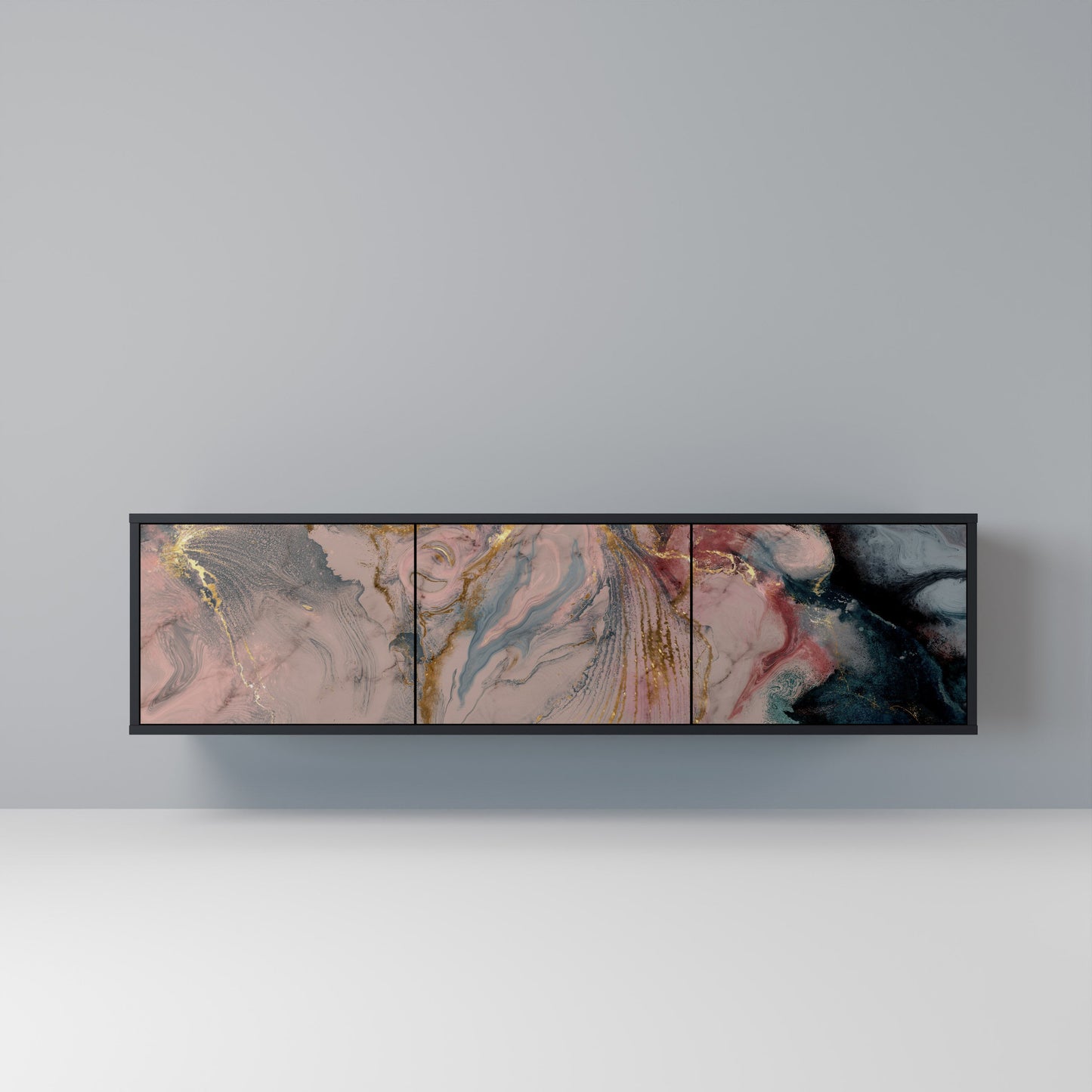 Mobile TV a 3 ante GILDED SWIRLS in finitura nera