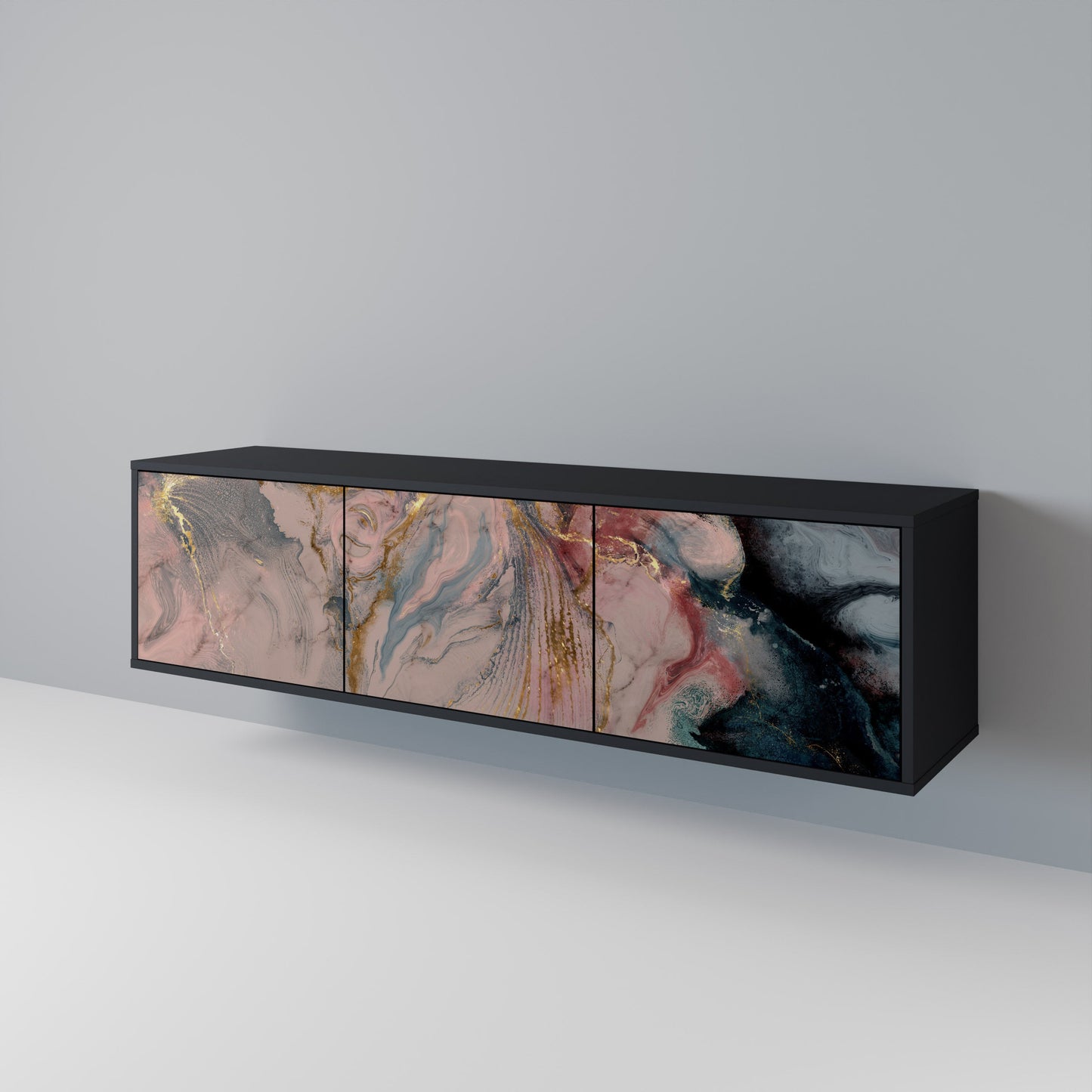 Mobile TV a 3 ante GILDED SWIRLS in finitura nera