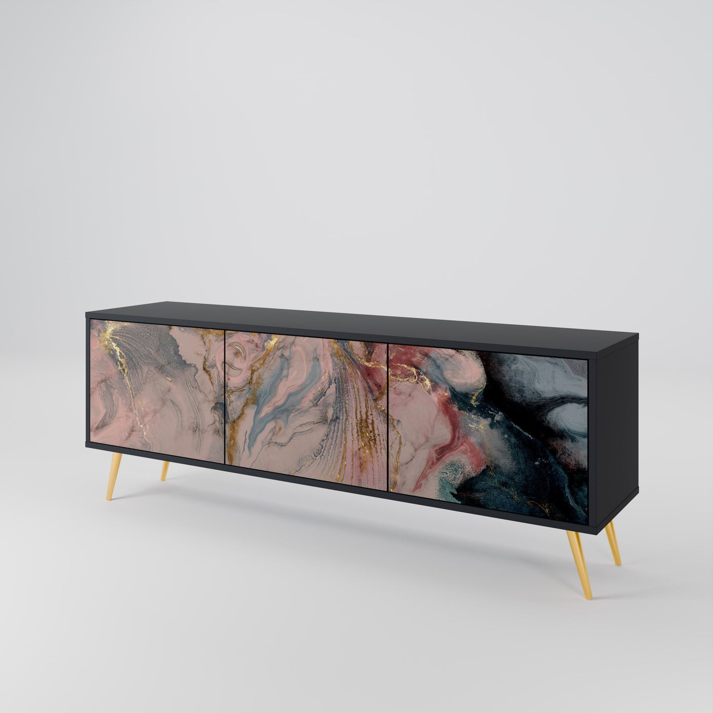 Mobile TV a 3 ante GILDED SWIRLS in finitura nera