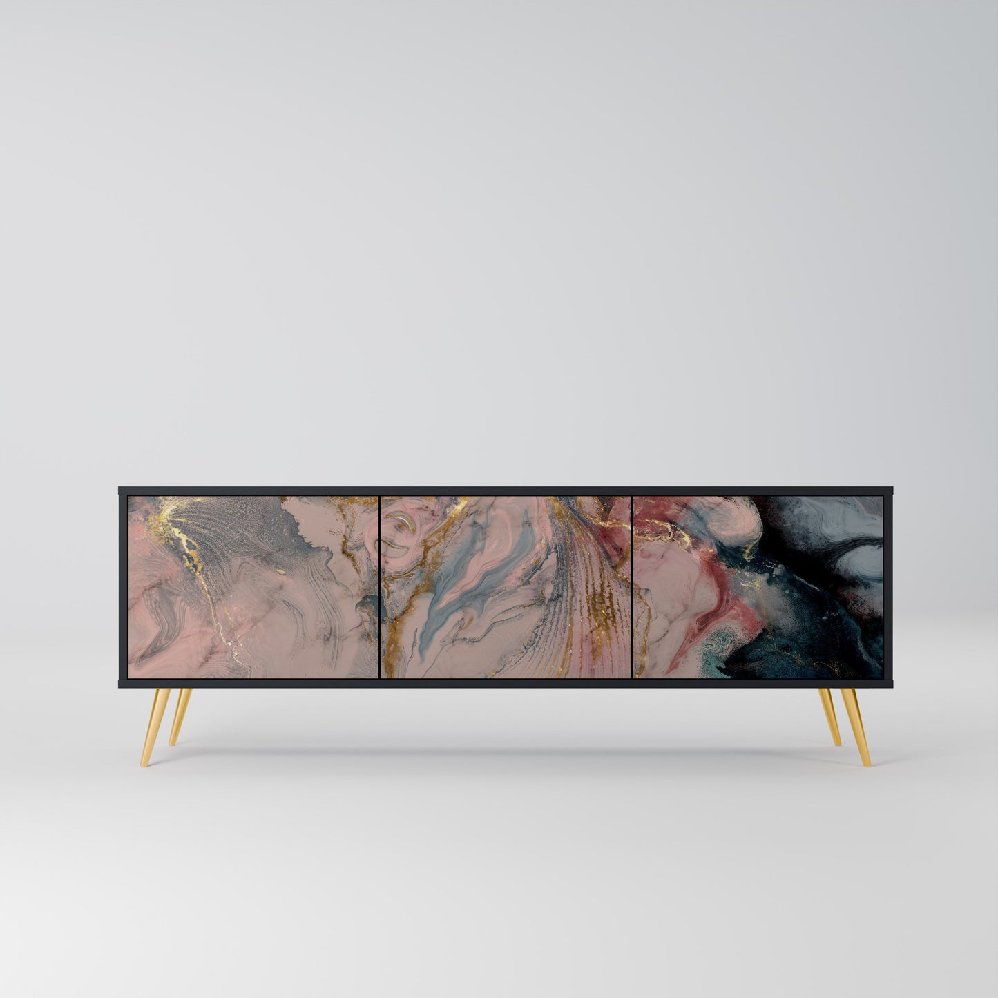 Mobile TV a 3 ante GILDED SWIRLS in finitura nera