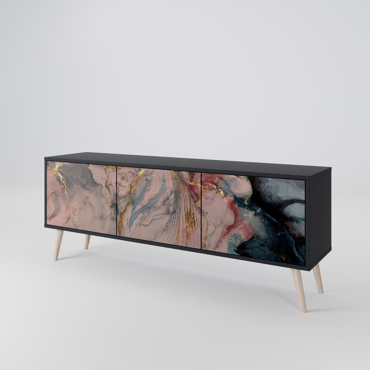 Mobile TV a 3 ante GILDED SWIRLS in finitura nera