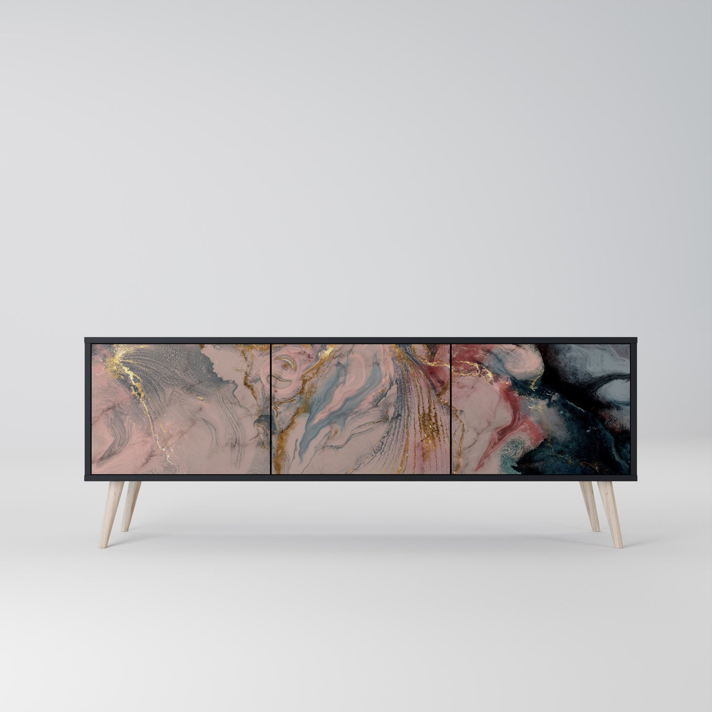 Mobile TV a 3 ante GILDED SWIRLS in finitura nera