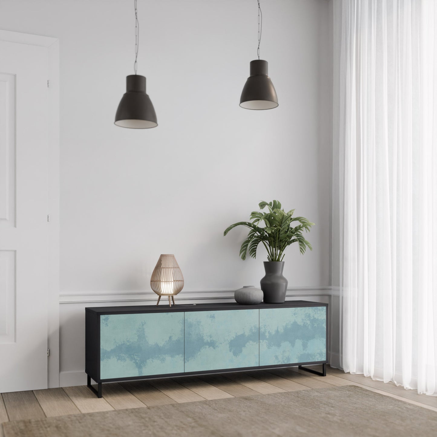Mobile TV SKY WASH a 3 ante con finitura nera